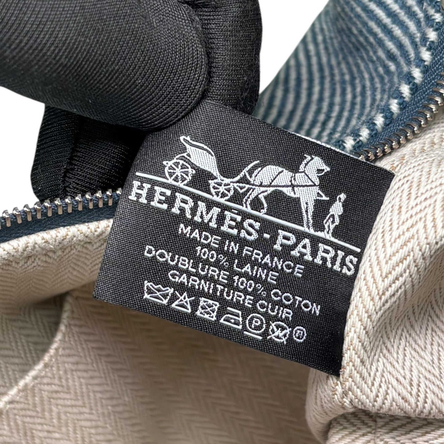 Hermes Bride-A-Brac Au Carre Case Navy / Green Wool