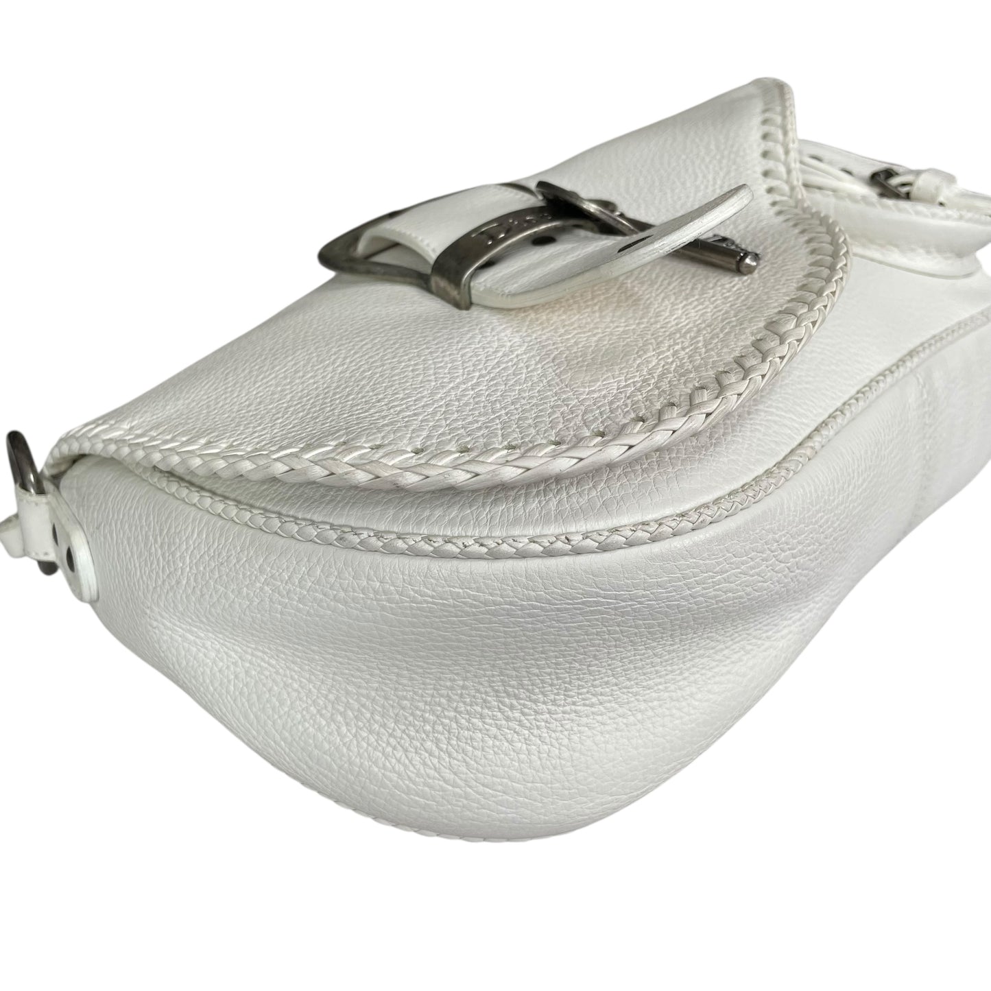 Christian Dior White Gaucho Large Y2K Top Handle Single Flap Shoulder Purse