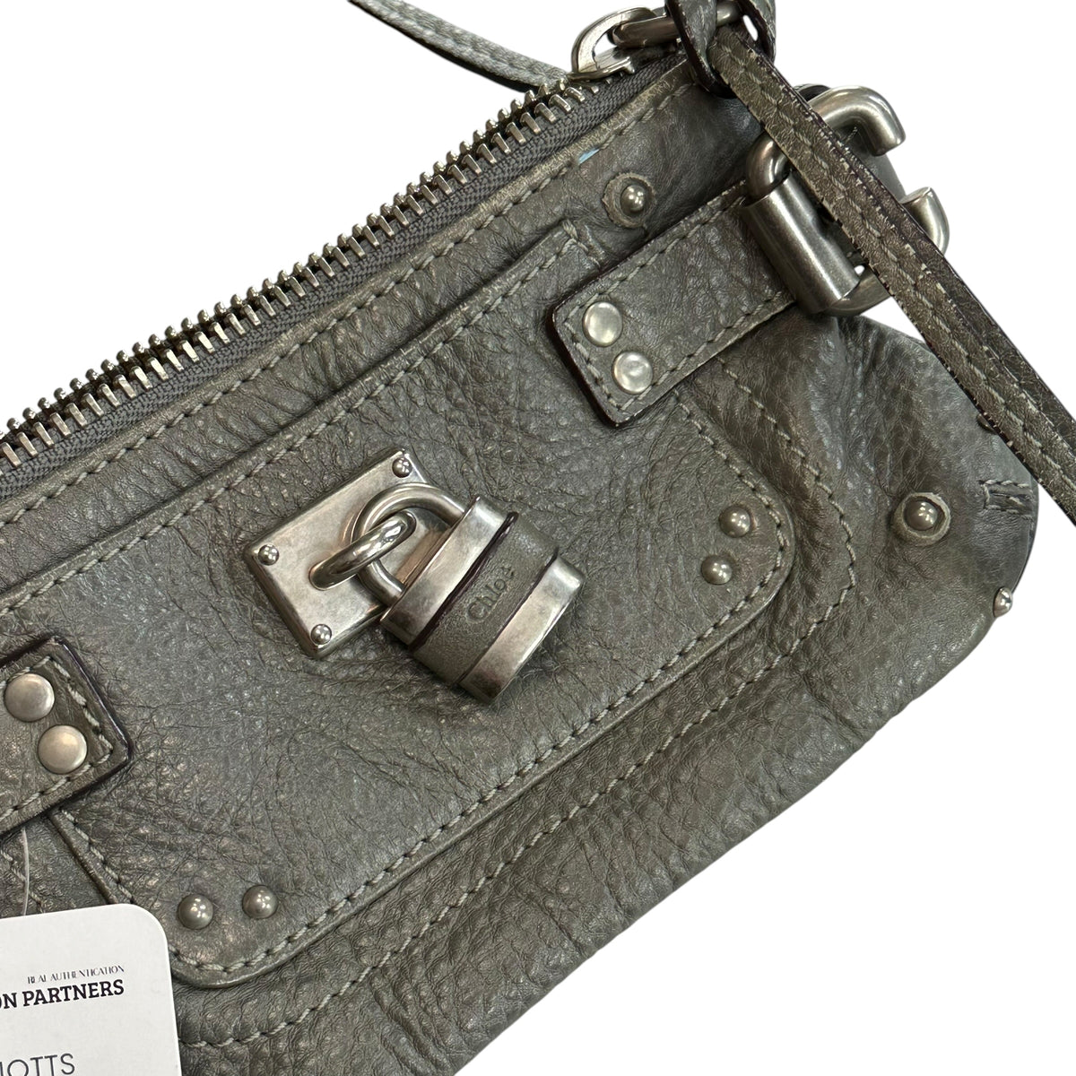 Chloe Paddington Grey Mini Leather Pouchette  SHW