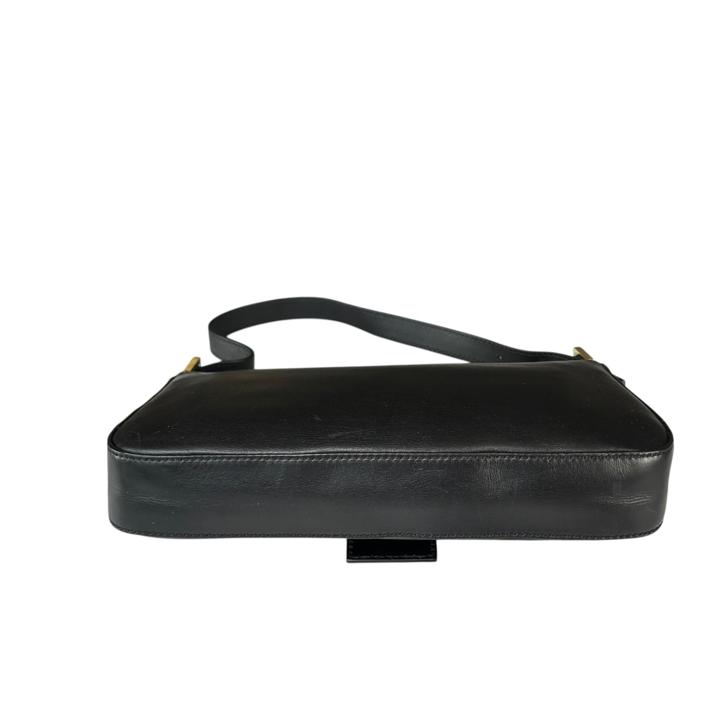 Fendi Baguette Re-Issue Black Leather GHW Red/ Tan Shoulder Purse