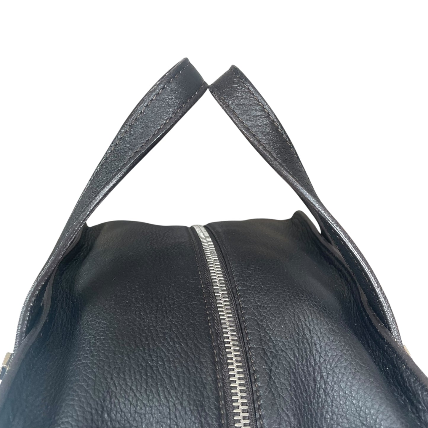 Chanel CC Bolt Deerskin Boston Dark Brown Studded Purse