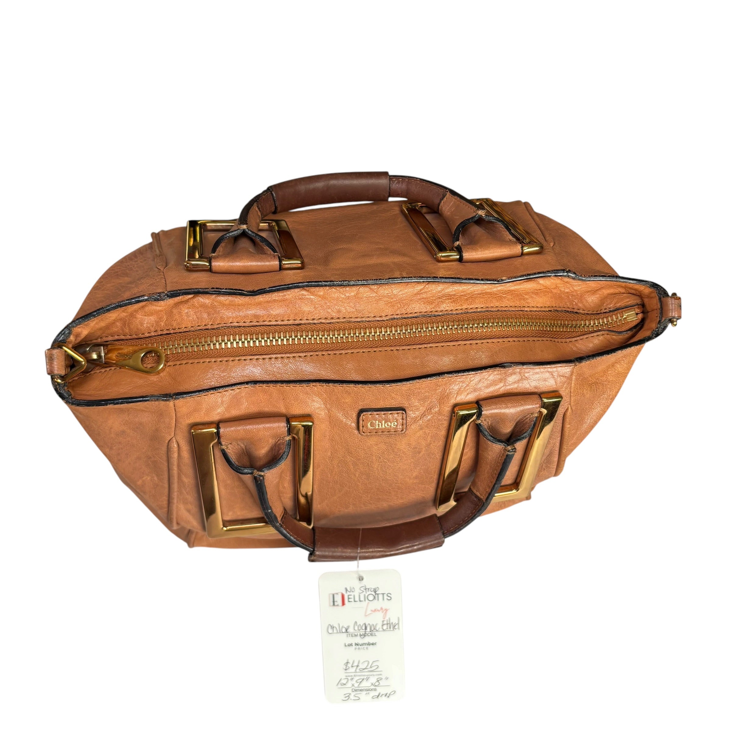 Chloe　エテル Chloe Ethel Medium Cognac Brown Leather Satchel – Elliott's Luxury