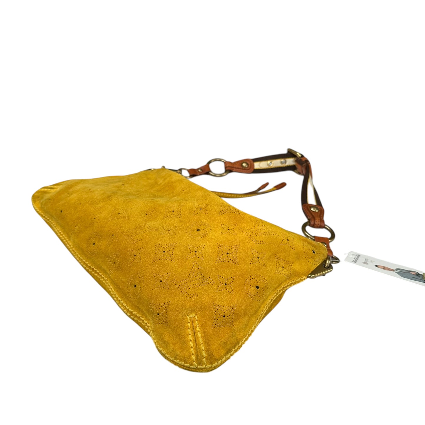 Louis Vuitton Limited Edition Suede Mahina Onatah PM Pouchette Yellow Mustard Shoulder Purse