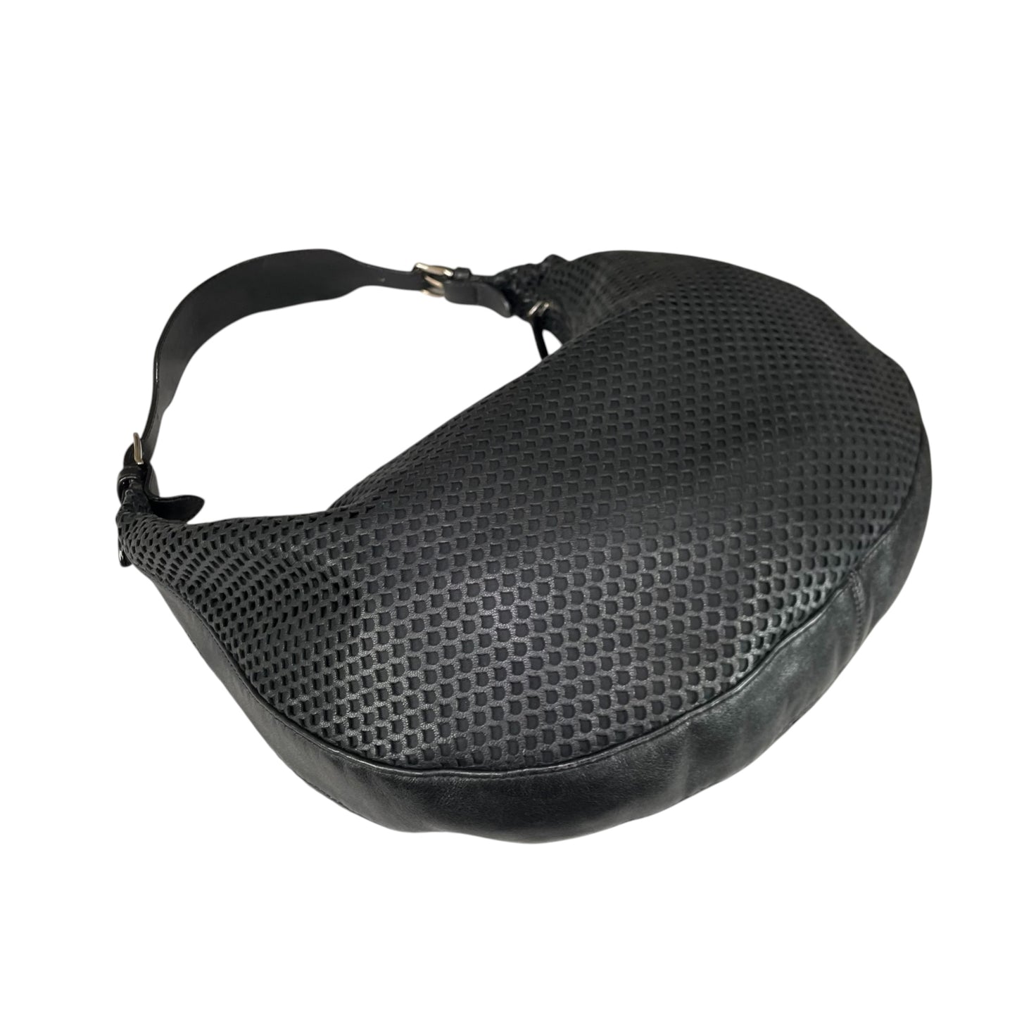 Christian Dior Y2K Perforated Leather Black CD Logo Shoulder Hobo bag Purse