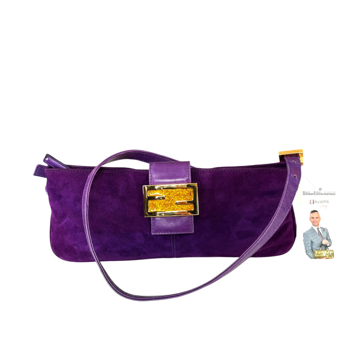 Fendi Y2K Baguette Slim Mama Purple Suede Shoulder Purse