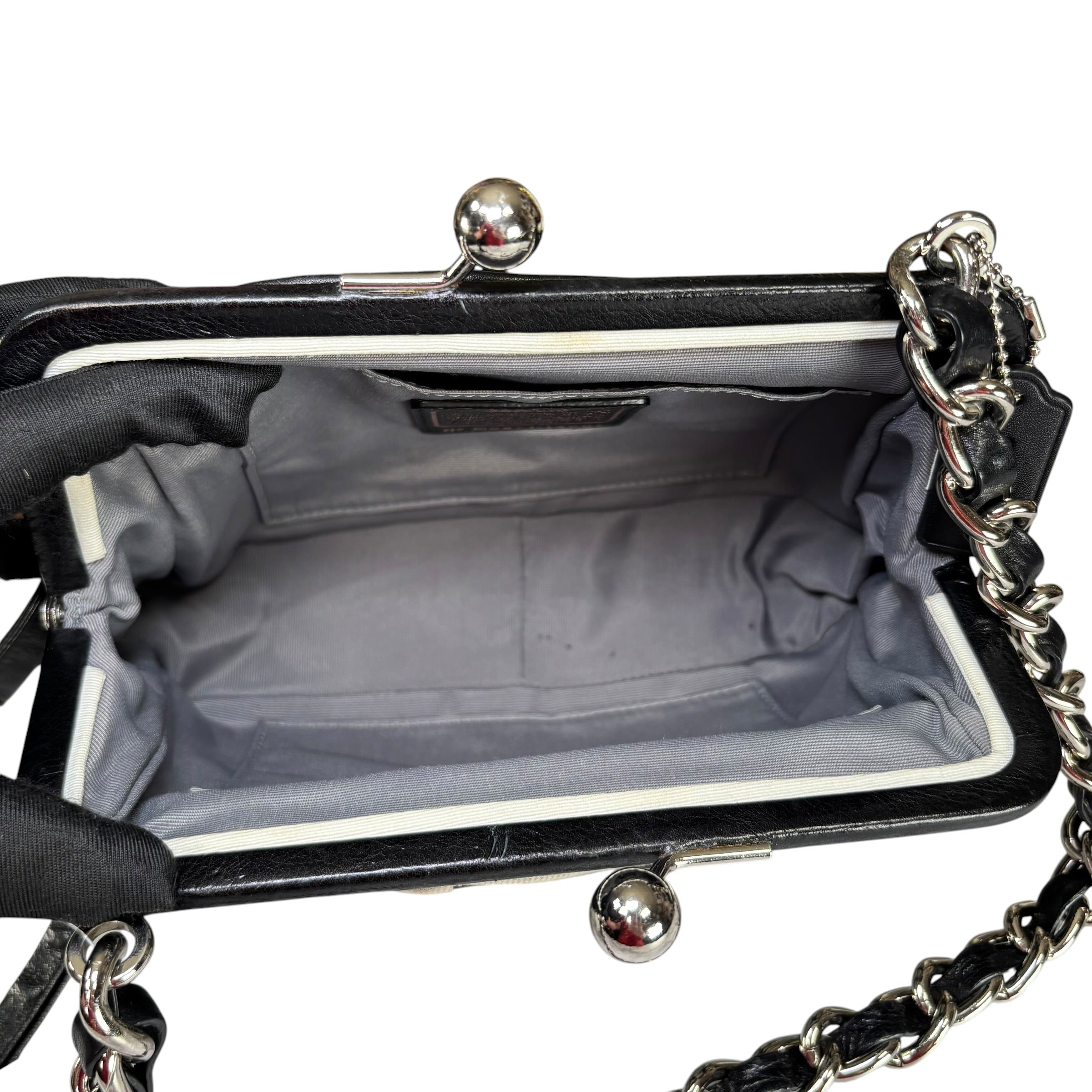 Coach Y2K Opti C Canvas Leather Kiss-Lock Black SHW Chain Shoulder
