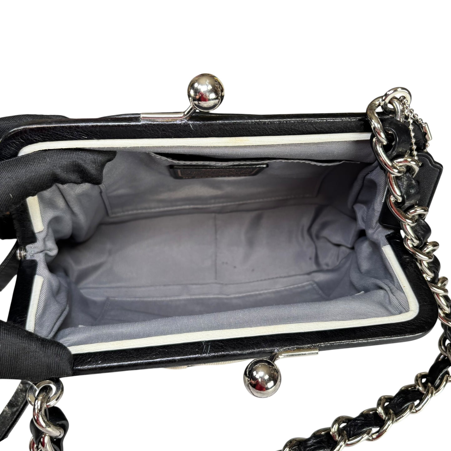 Coach Y2K Opti C Canvas Leather Kiss-Lock Black SHW Chain Shoulder Purse