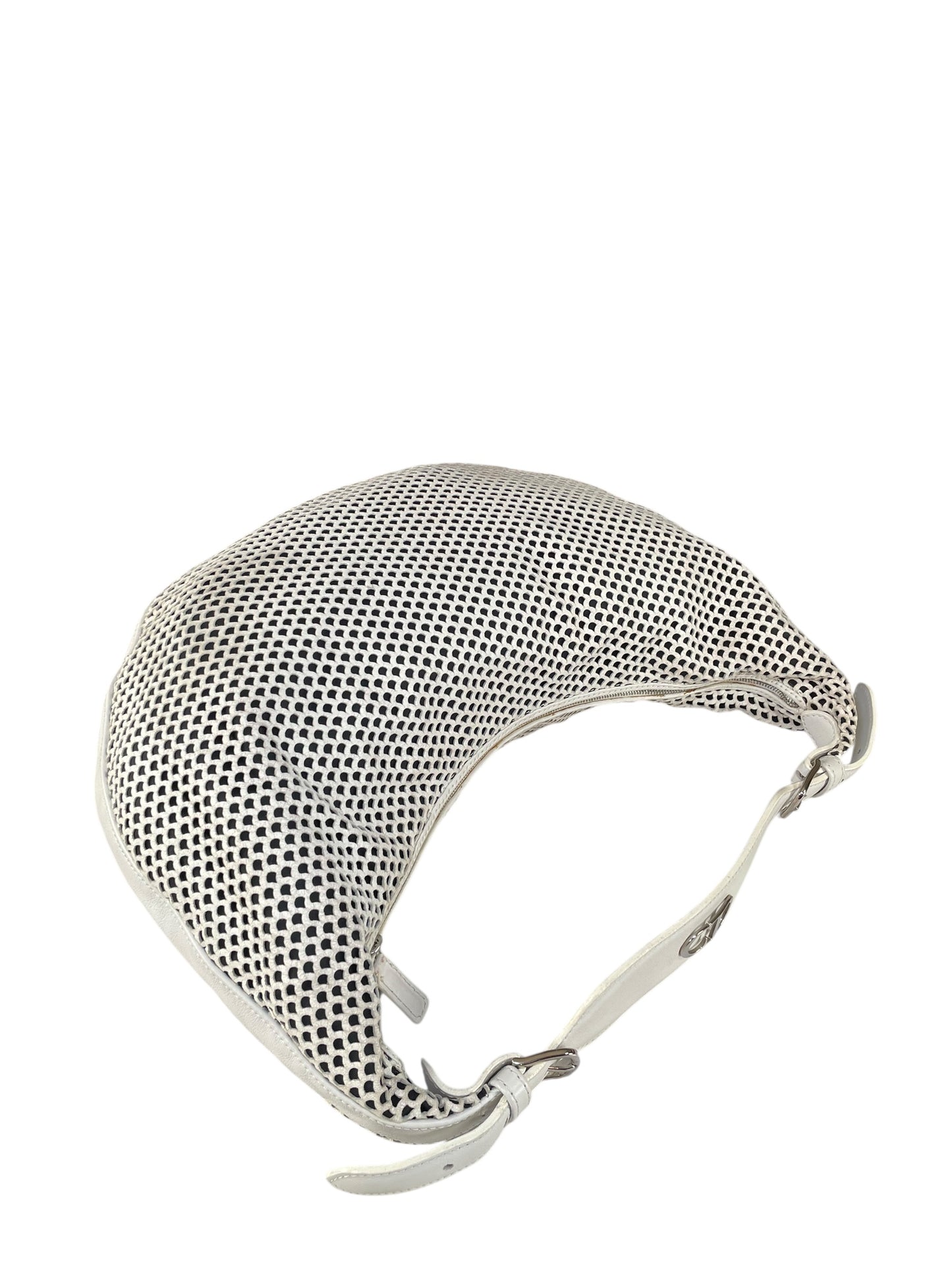 Christian Dior Y2K Perforated White Leather CD Logo Medium Hobo Bag