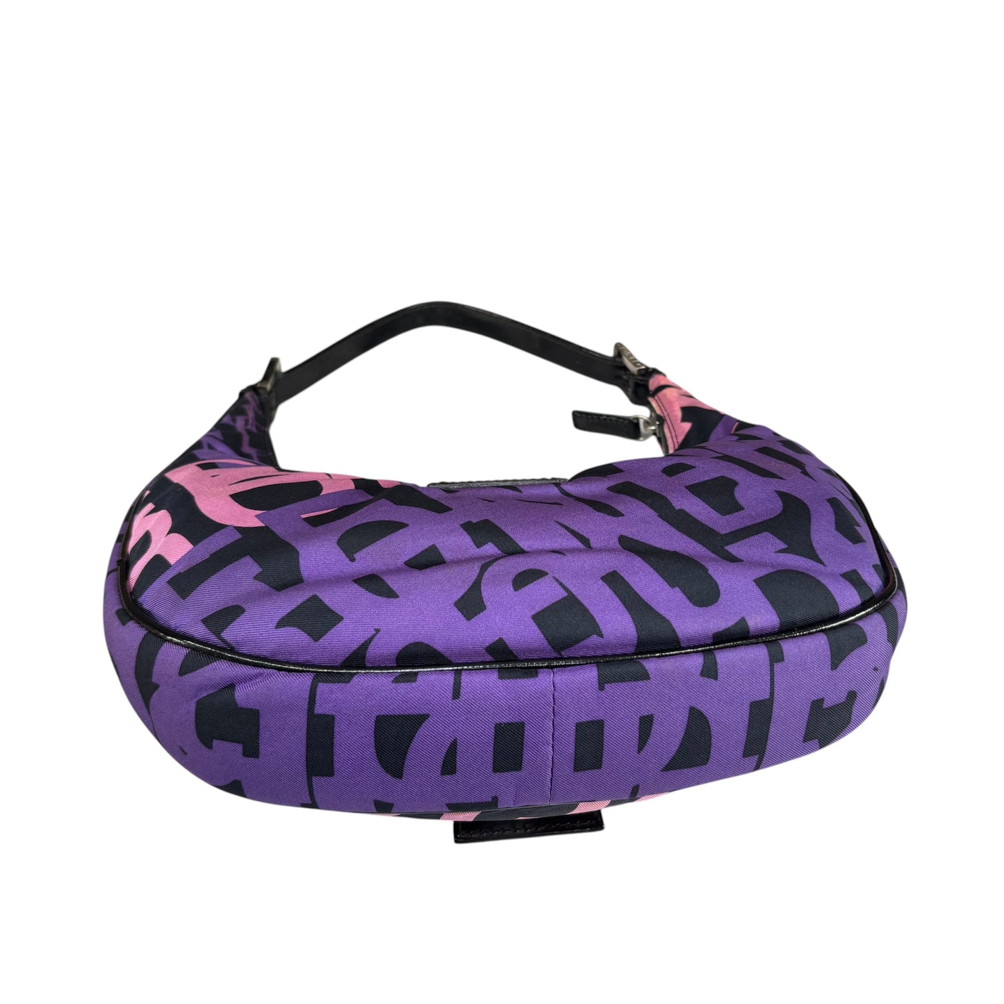 Fendi Y2K Baguette Crescent Graffiti Purple Pink Canvas Patent Leather Purse