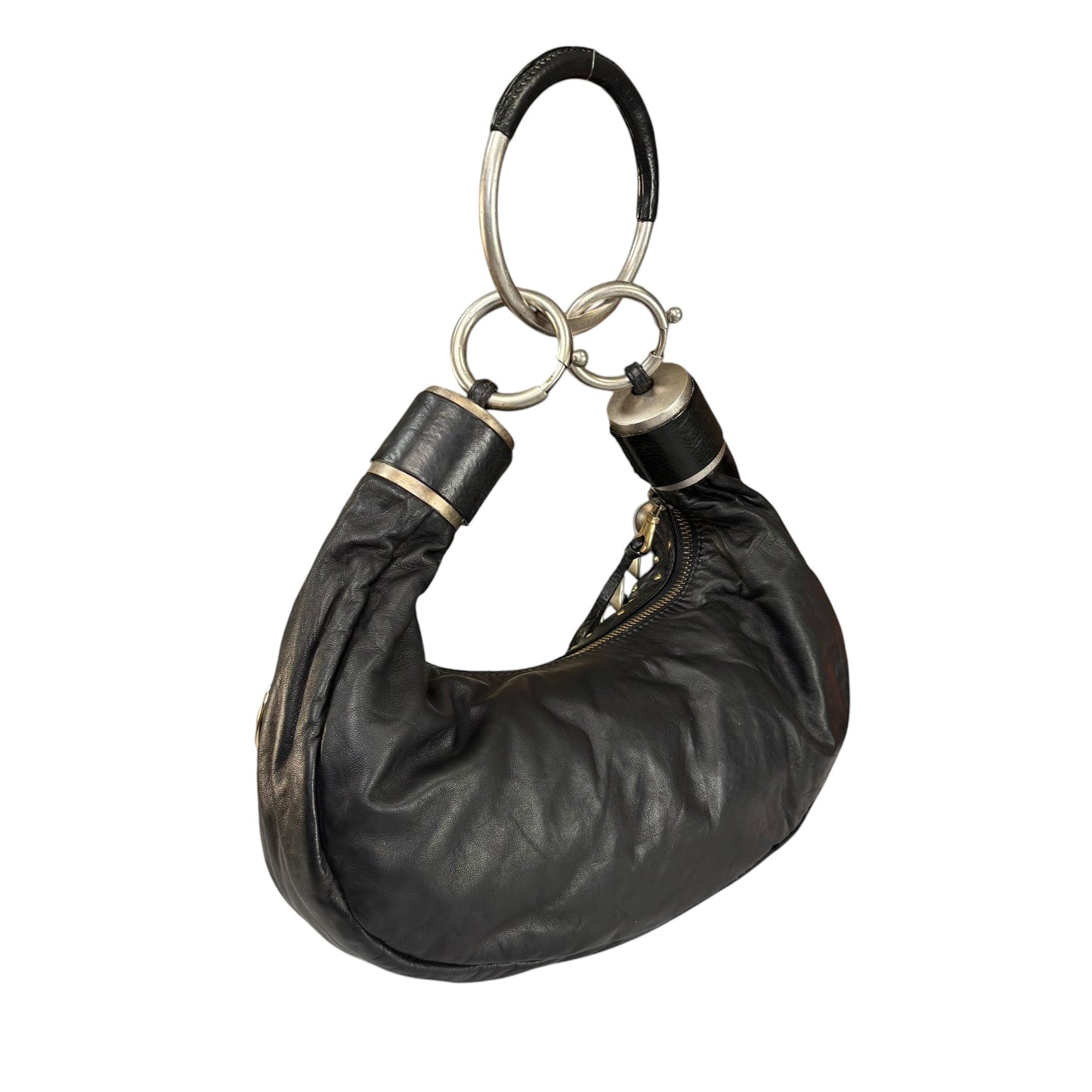 Chloe Y2K Aubrey Black Leather Med Hobo Stud Embellished Hobo