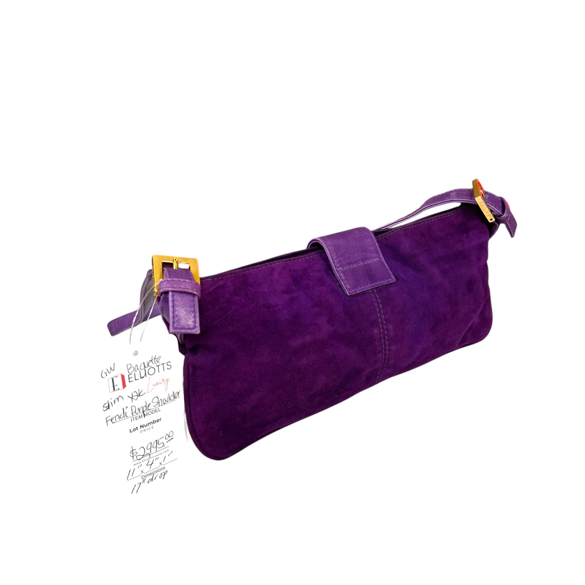 Fendi Y2K Baguette Slim Mama Purple Suede Shoulder Purse