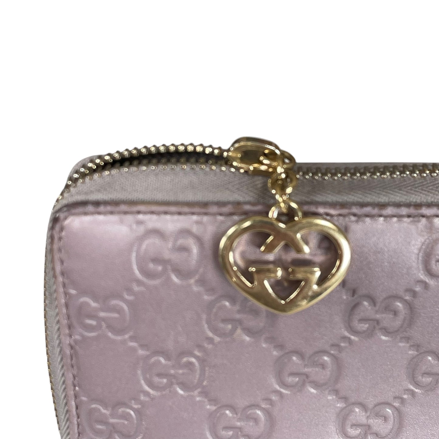 Gucci Guccissima GHW Metallic Lilac Zip Around Wallet GG Embossed Leather