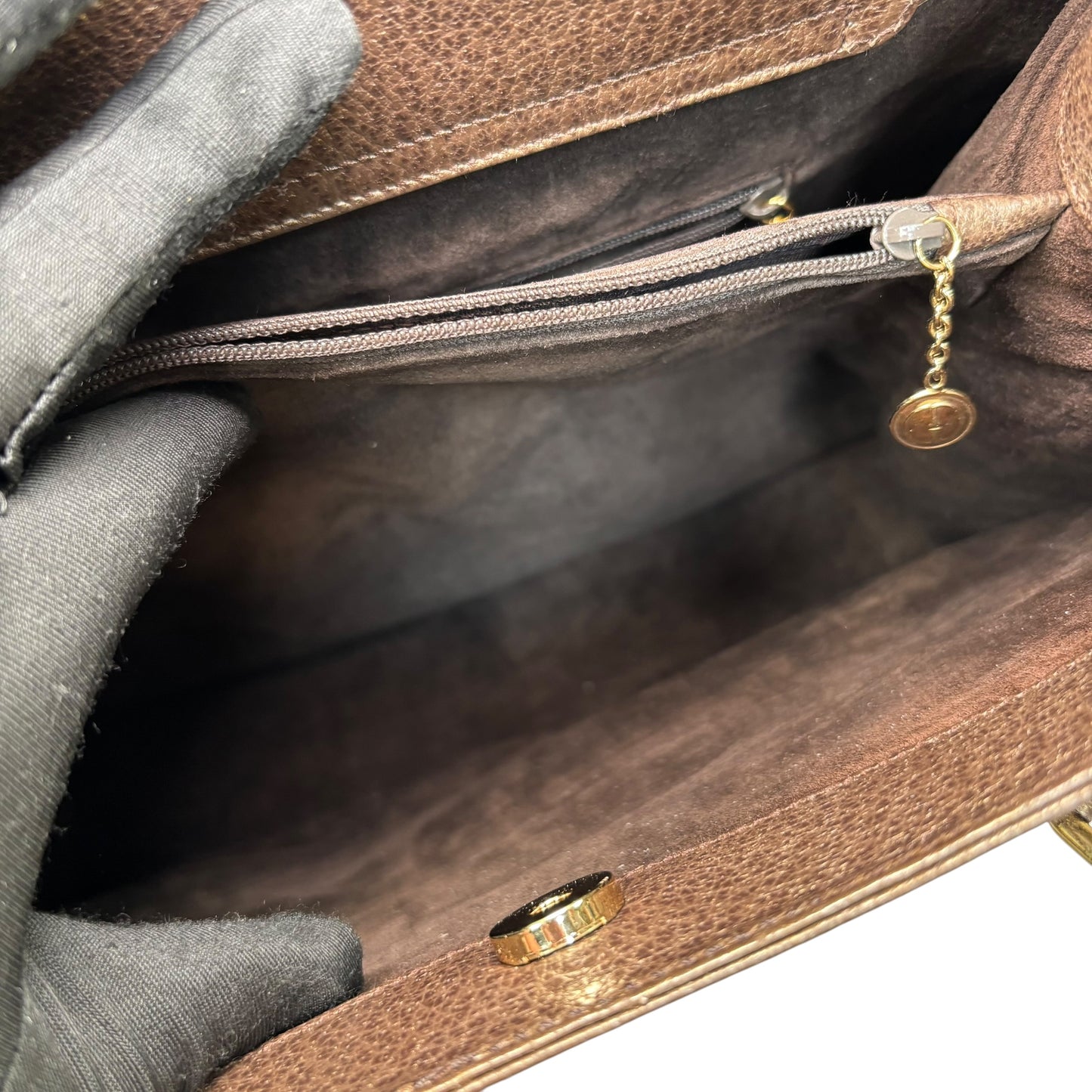 Gucci Diana Bronze Metallic Suede Bamboo Tote
