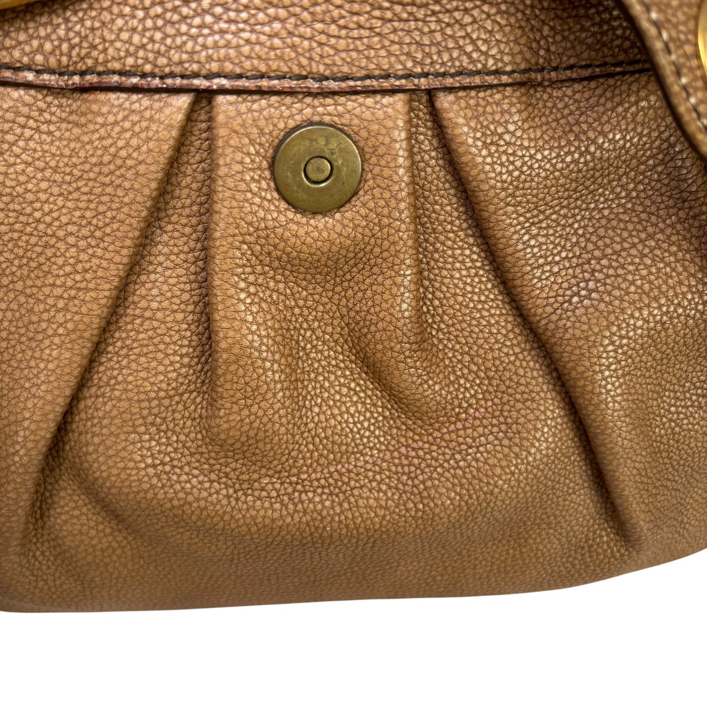 Dolce & Gabbana Golden Brown Pebbled Leather GHW Distressed Shoulder Hobo