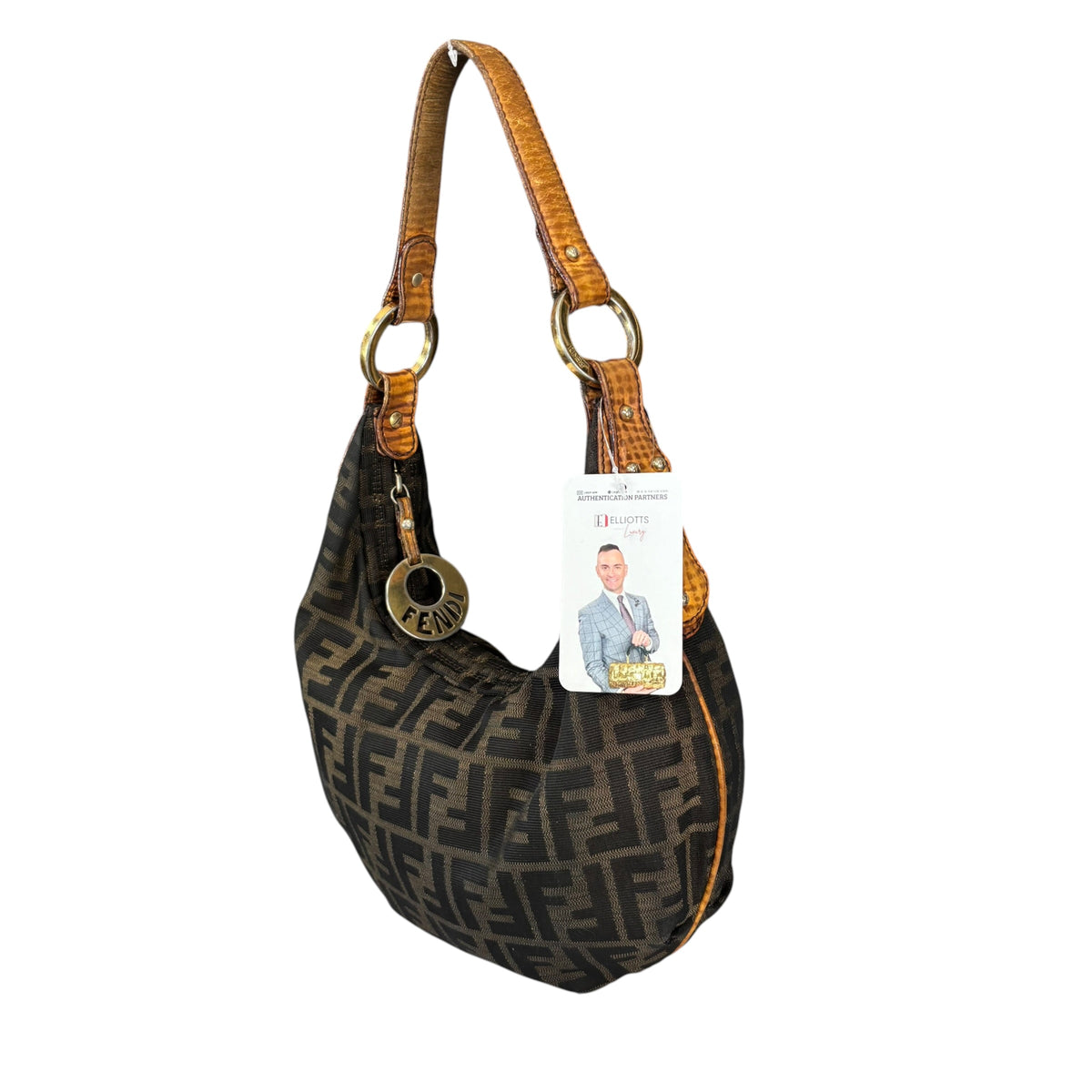 Fendi Y2K Zucca Embossed Lizard Chef Shoulder Purse