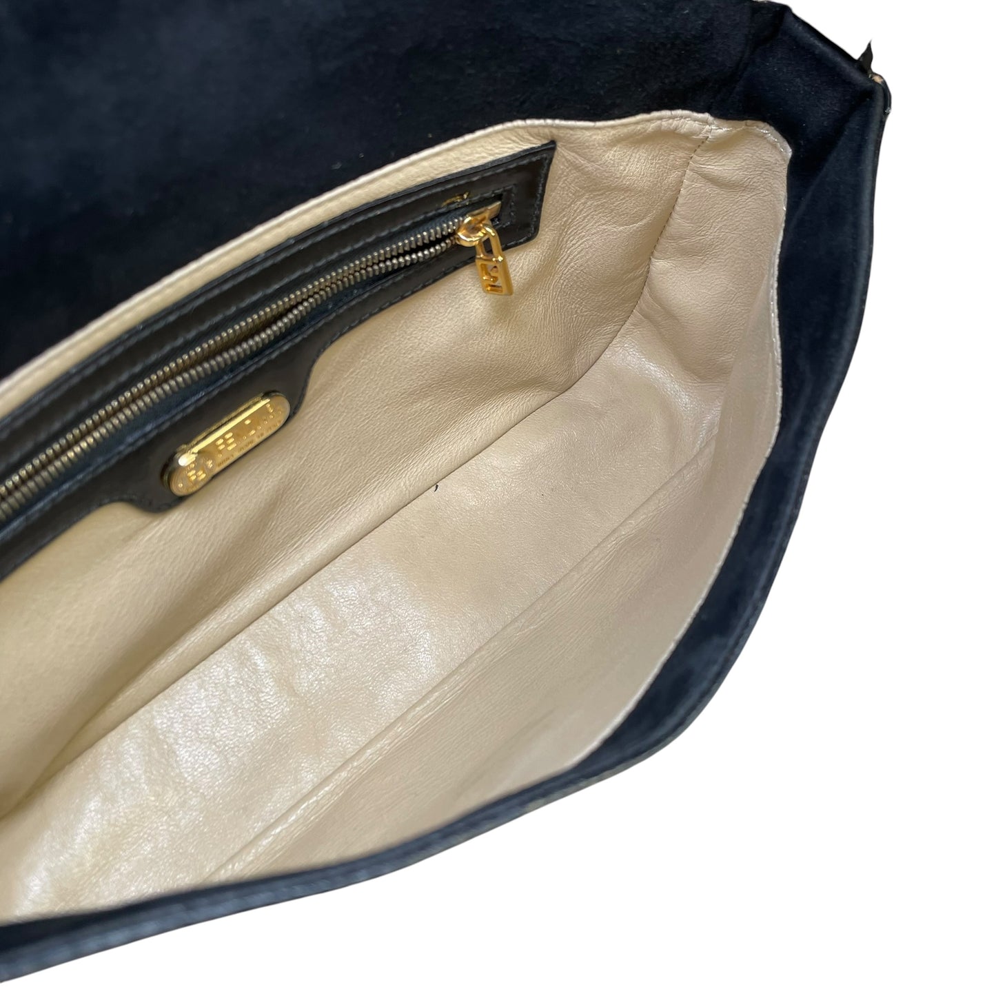 Fendi Baguette Black Patent Leather Two Tone HW Shoulder Purse
