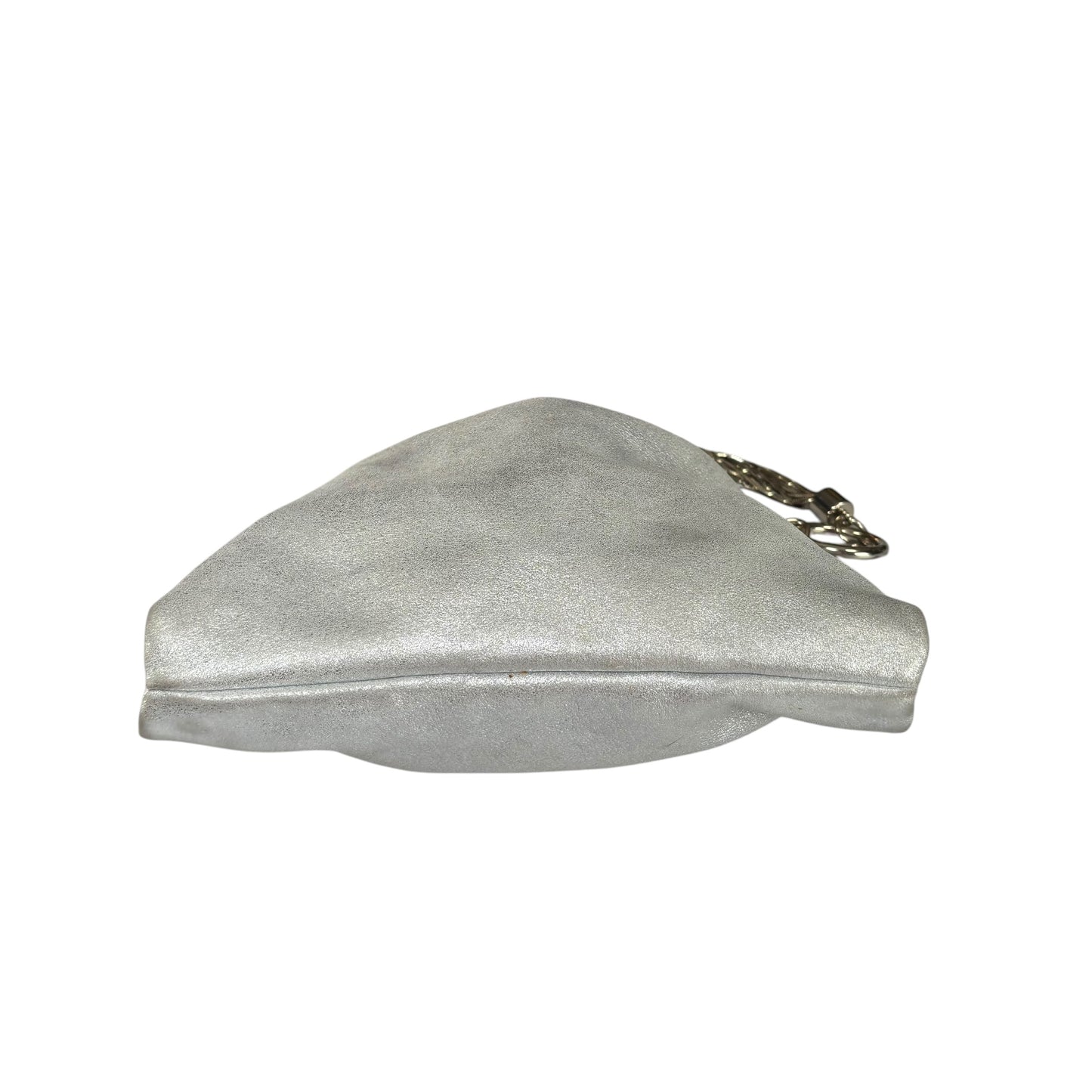 Jimmy Choo Mini Callie Silver Metallic Sueded Leather Purse