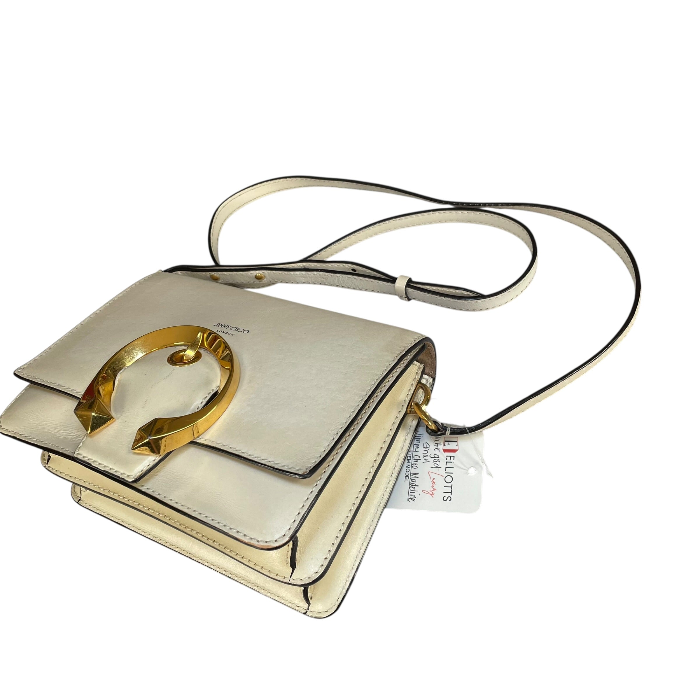 Jimmy Choo Madeline Crossbody Bag Ivory Leather GHW Buckle Flap 2