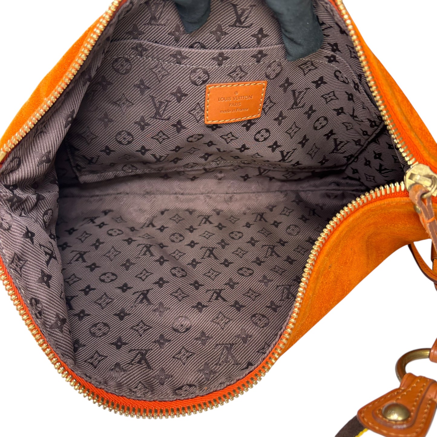 Louis Vuitton Mahina Onatah PM Pouchette Orange Suede Shoulder Purse