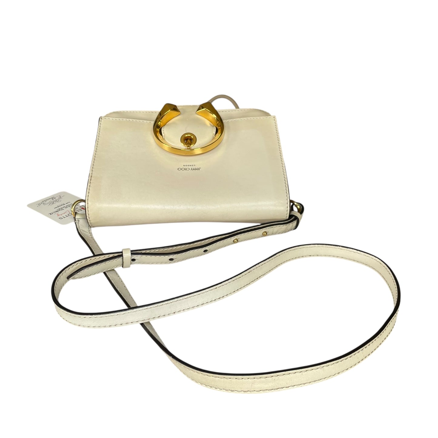 Jimmy Choo Madeline Crossbody Bag Ivory Leather GHW Buckle Flap 2-Way