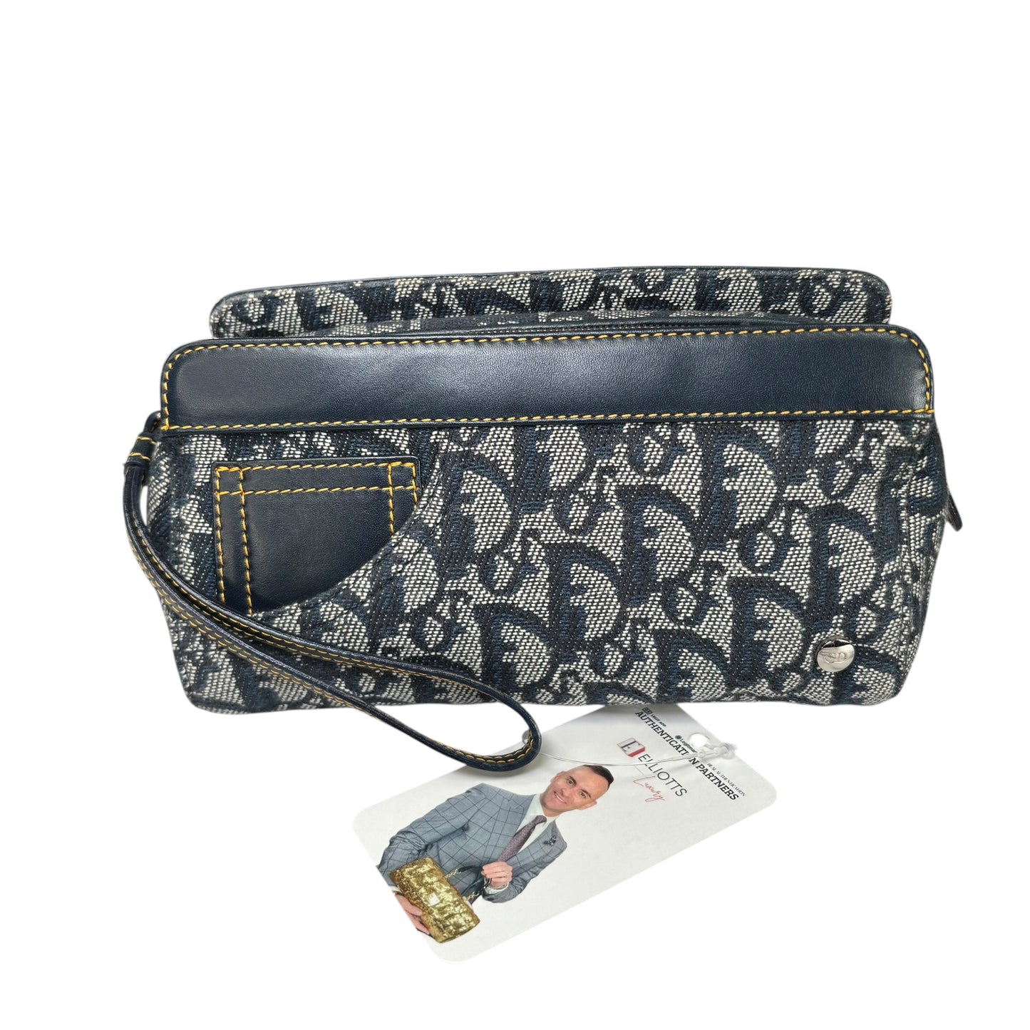 Christian Dior Y2K Mini Leather  Blue Jean Pouchette Clutch Wristket