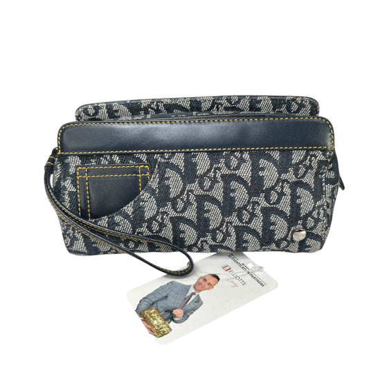Christian Dior Y2K Mini Leather  Blue Jean Pouchette Clutch Wristket