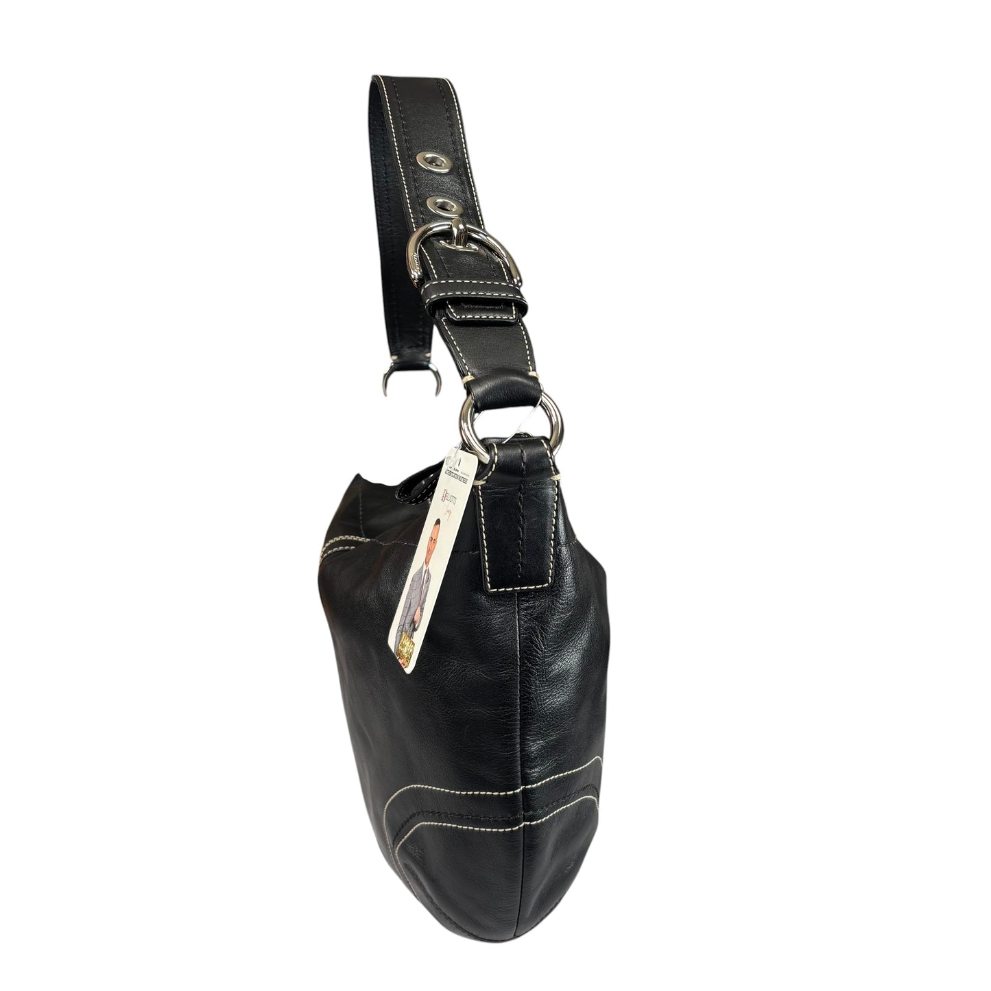 Coach SoHo Large Black Leather SHW Croissant Shoulder Hobo Purse