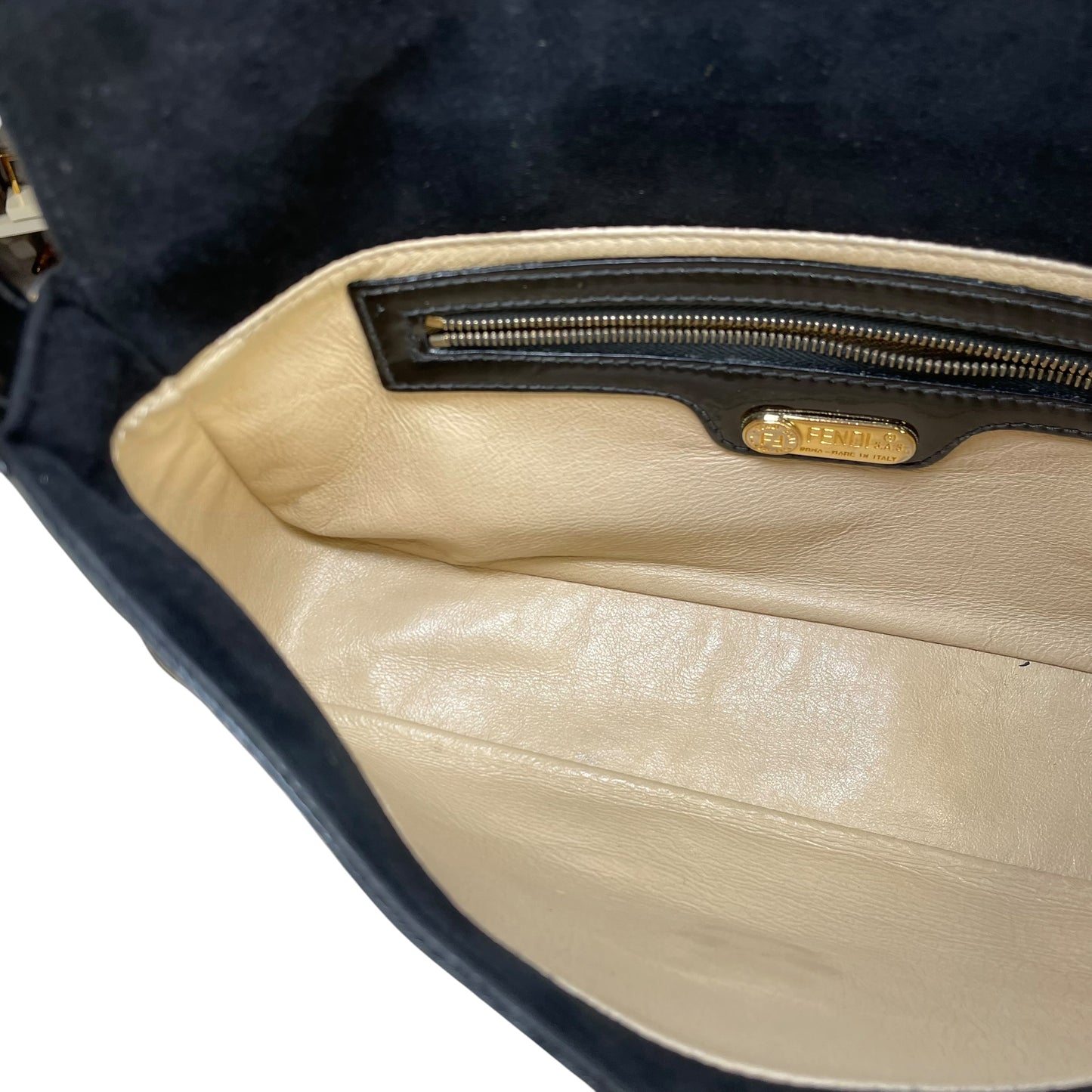 Fendi Baguette Black Patent Leather Two Tone HW Shoulder Purse
