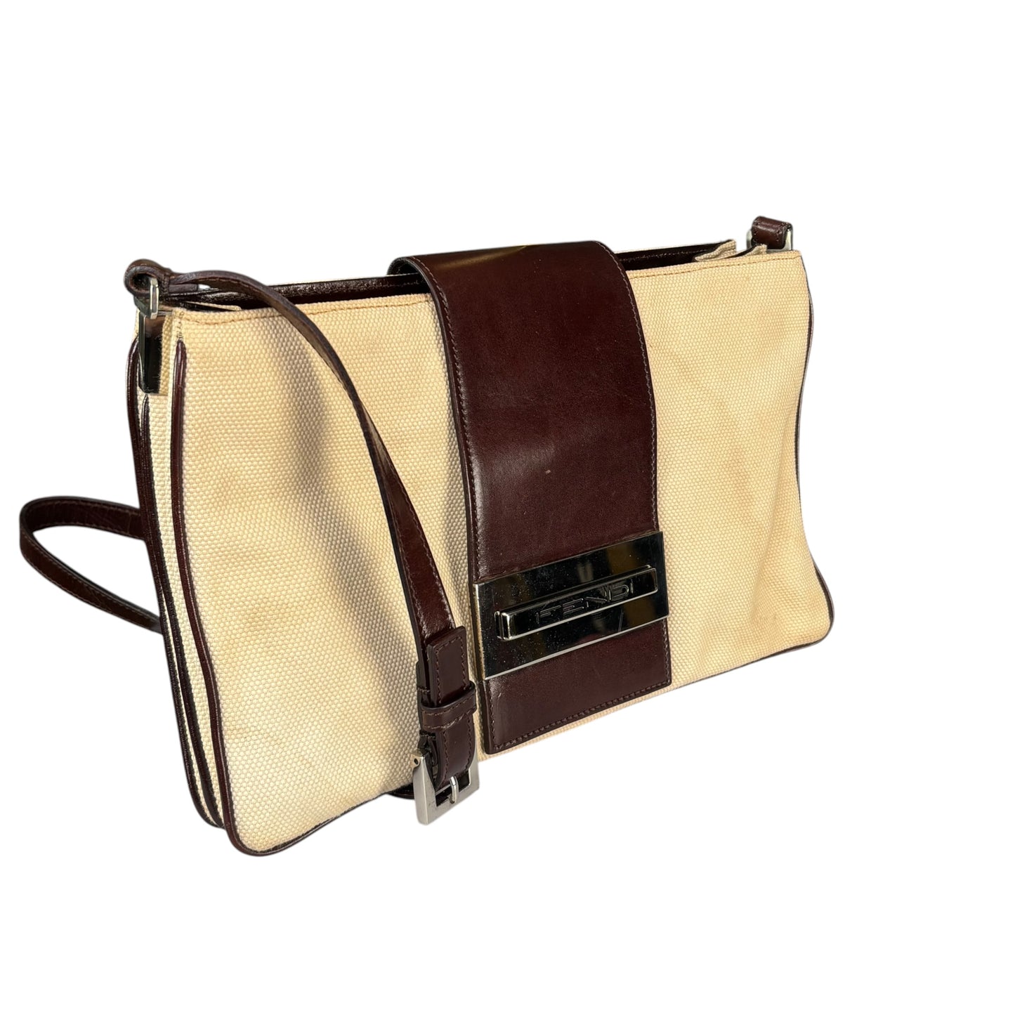 Fendi Y2K XL Baguette Eru Canvas Two-Tone Slim Leather Purse