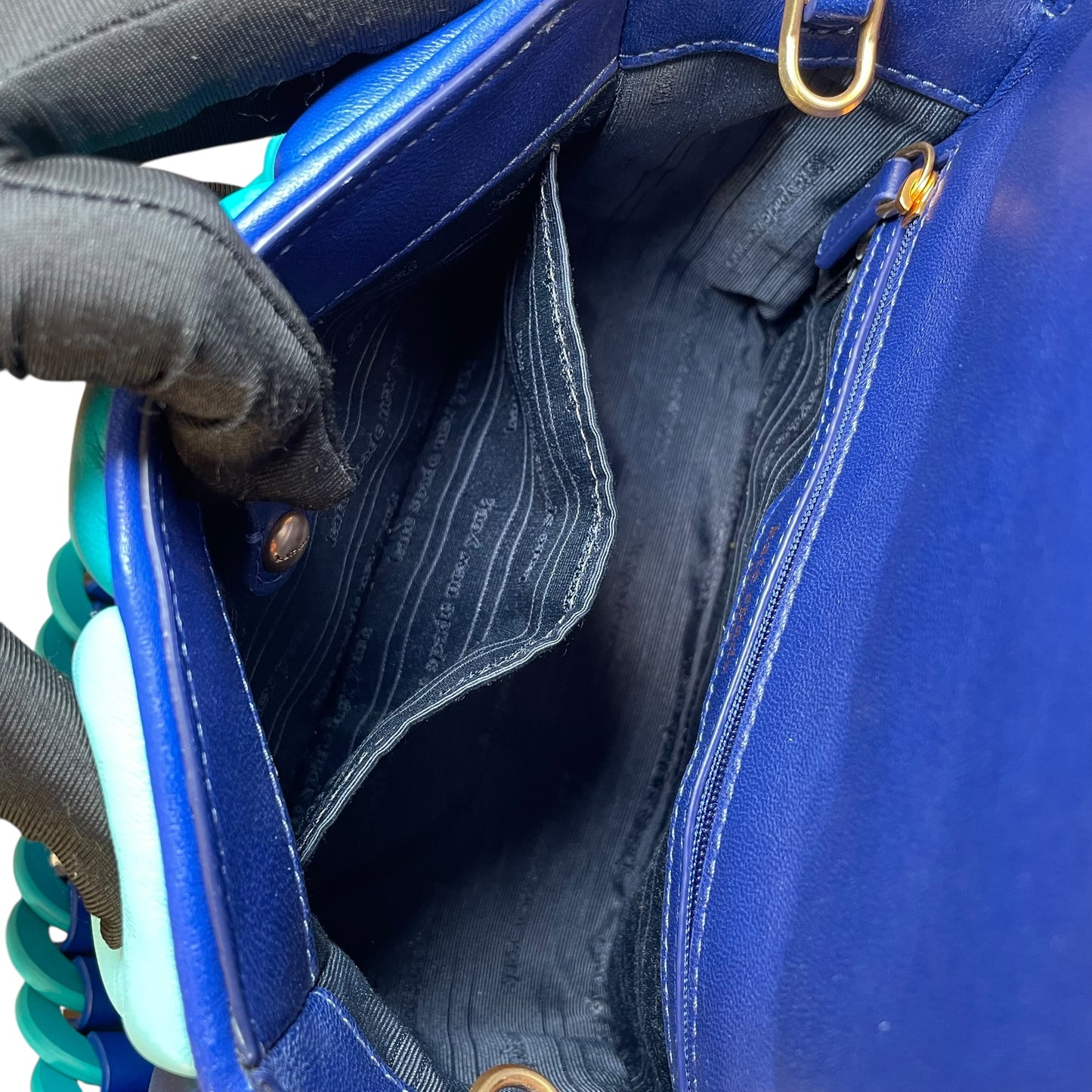 Kate Spade Boxxy 3D Puffer Leather Bag Blue Multi Color 2-Way Purse