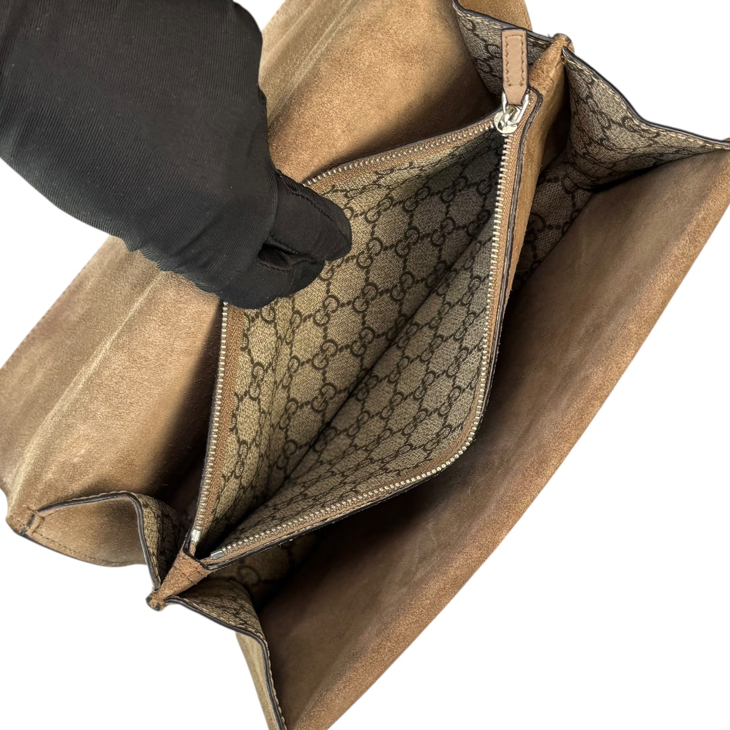 Gucci GG Dionysus Medium GG Supreme Canvas / Suede Shoulder Purse