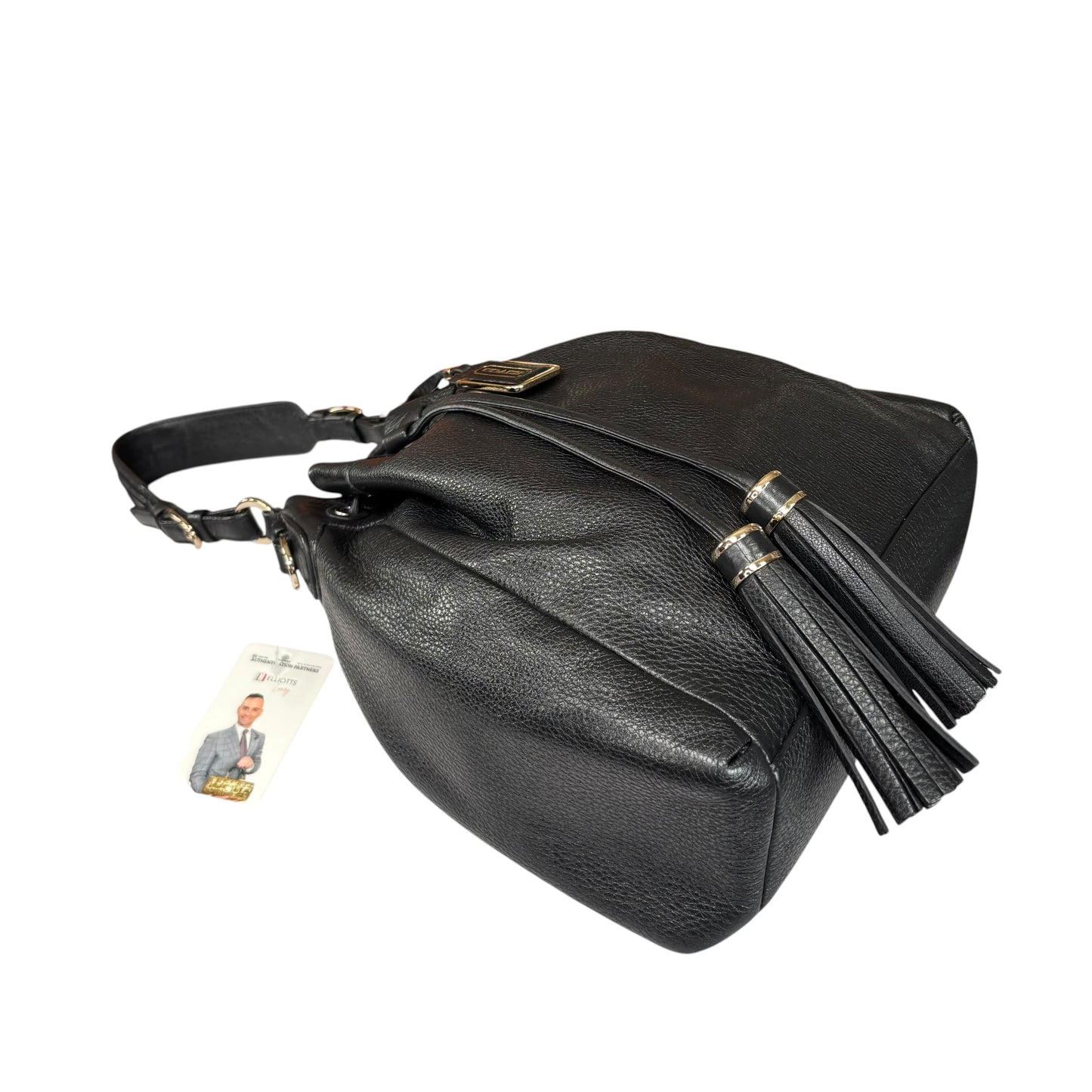 Coach Pinnacle Black Leather GHW Drawstring Bucket 2-Way Crossbody Purse