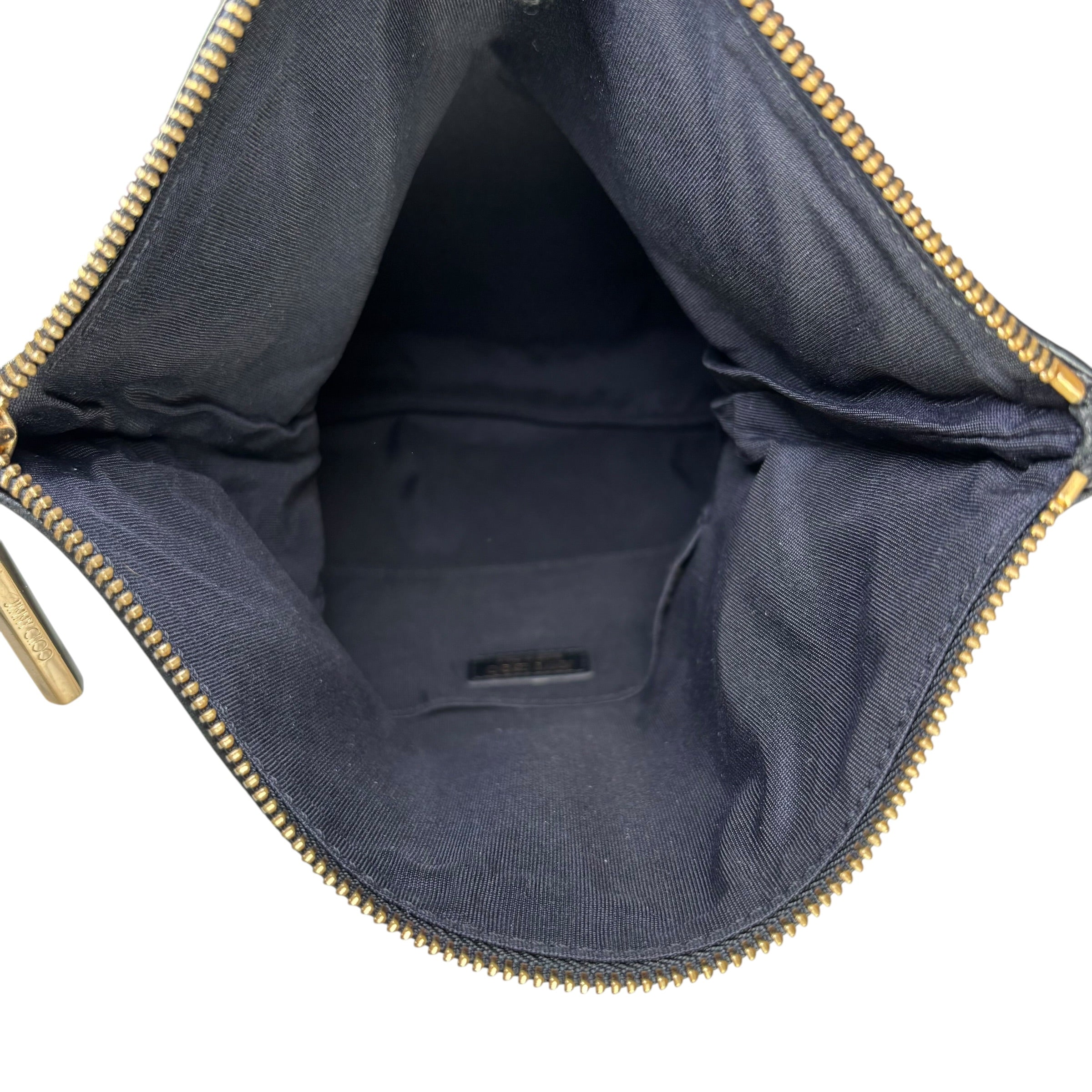 弔 Jimmy Choo Nyla Black GHW Leather Fold-Over Zip Clutch – Elliott's