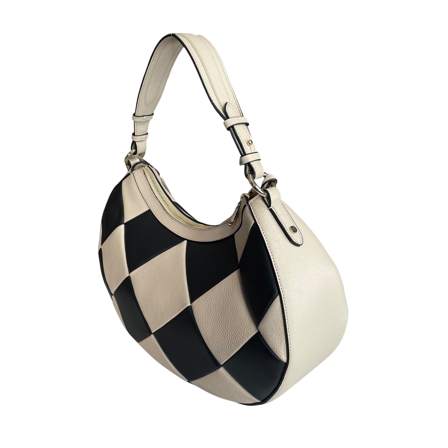 Bradley London Two-Tone Black Creme GHW Quilted Leather Shoulder 2-Way Hobo Bag