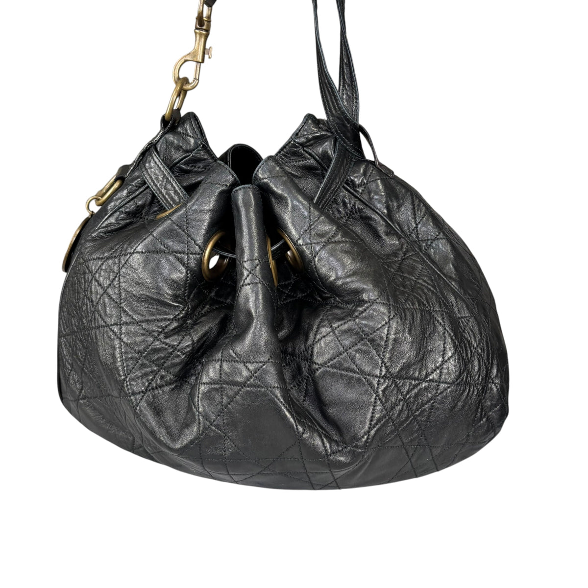 Christian Dior Lady Dior Cannage Lambskin XL Hobo Shoulder Purse