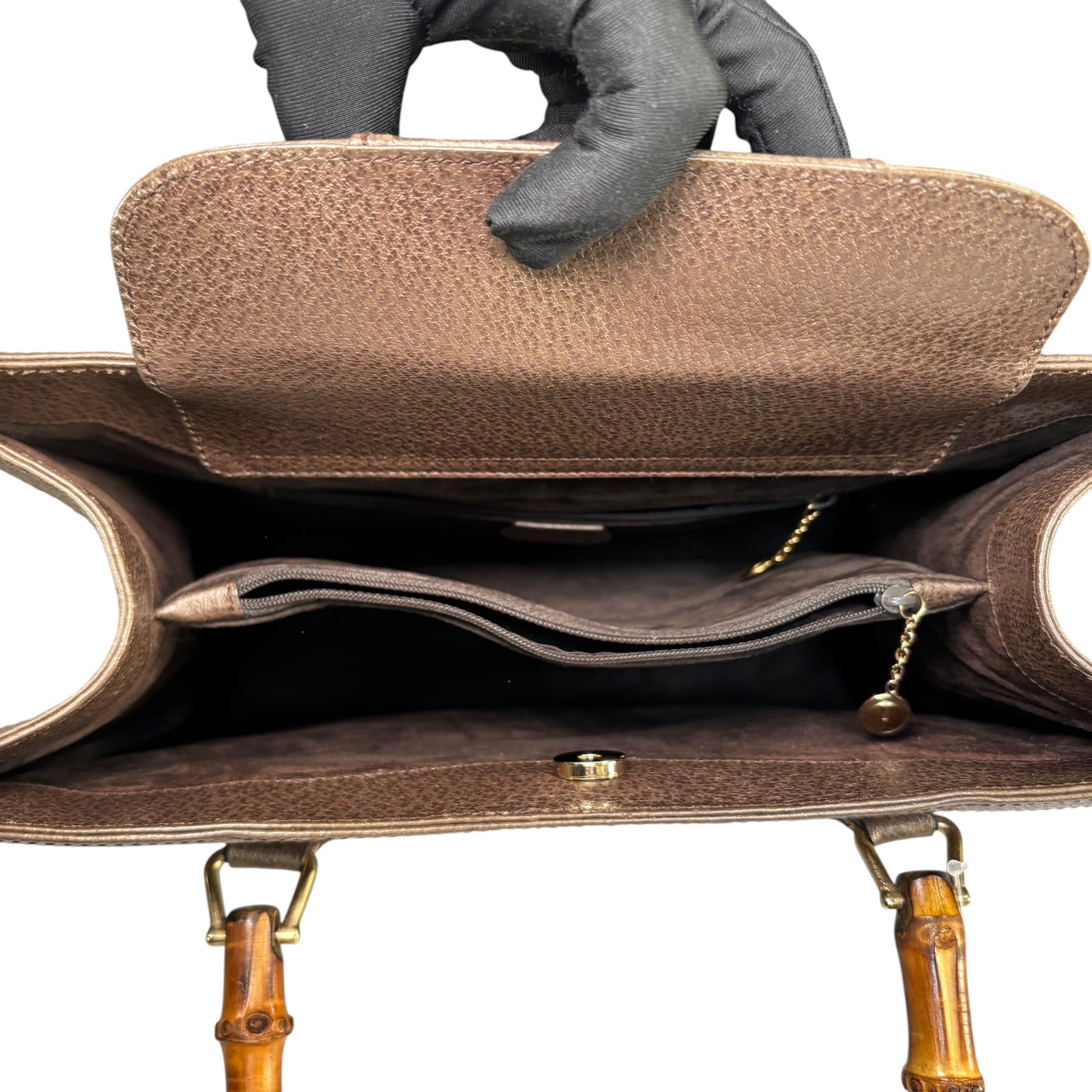 Gucci Diana Bronze Metallic Suede Bamboo Tote