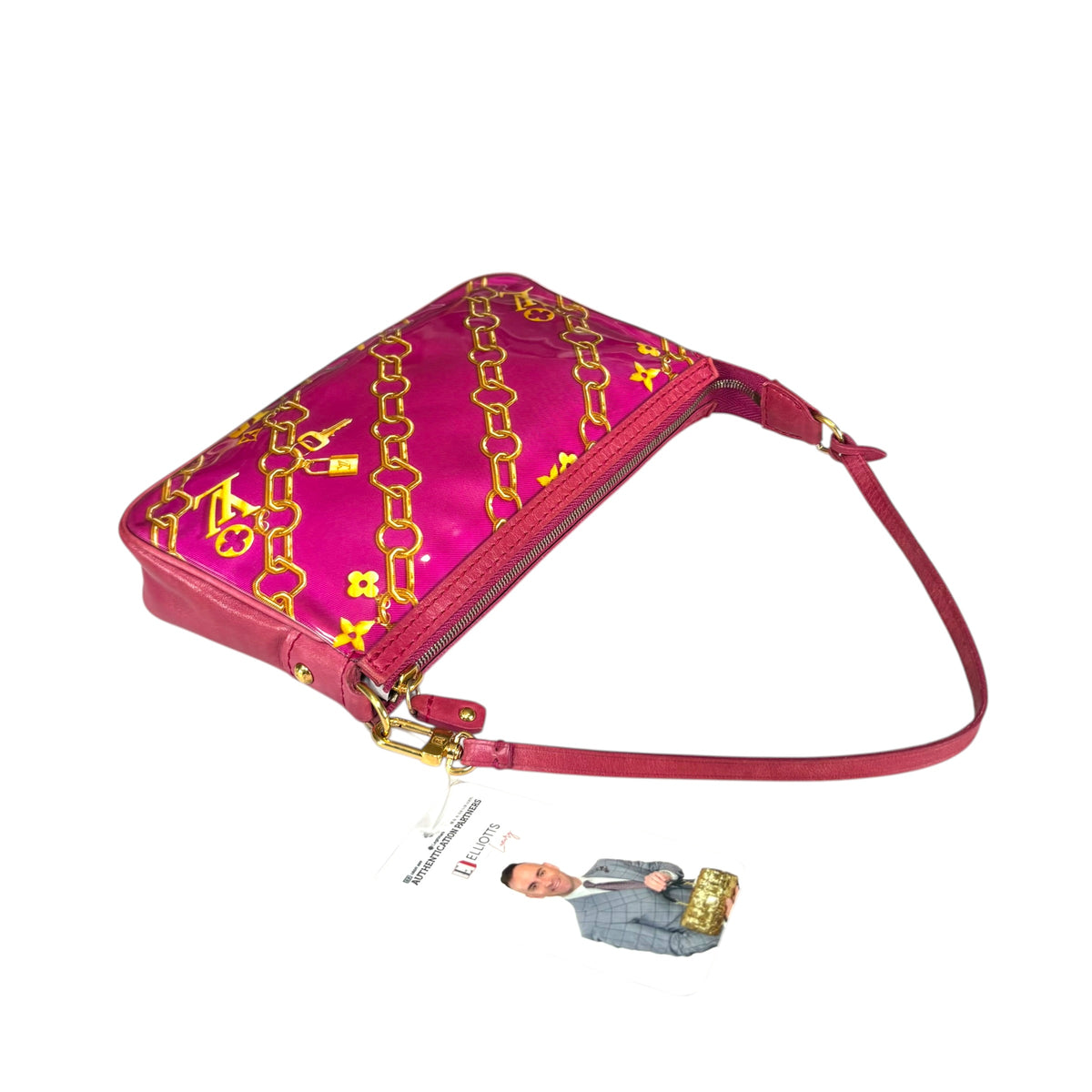 Louis Vuitton Y2K Limited GHW Chain PVC / Leather Fushia Mini Pouchette Purse