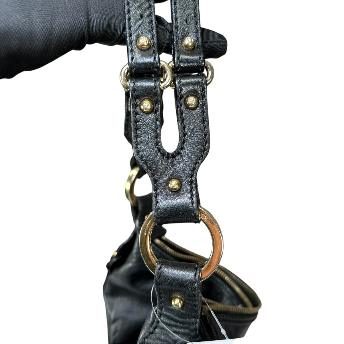 Fendi Baguette Y2K Knot / Flower Black Leather Shoulder Purse
