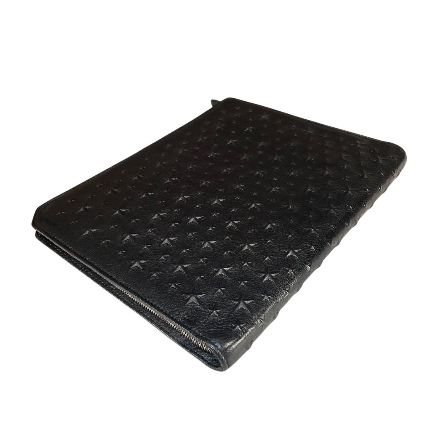 Jimmy Choo Derek XL Black Stars-All-Over Embossed Leather Portfolio iPad Sleeve
