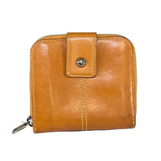 TOD’s Italian Leather Brown / Yellow SHW Snap Tab Zip Around Compact Wallet