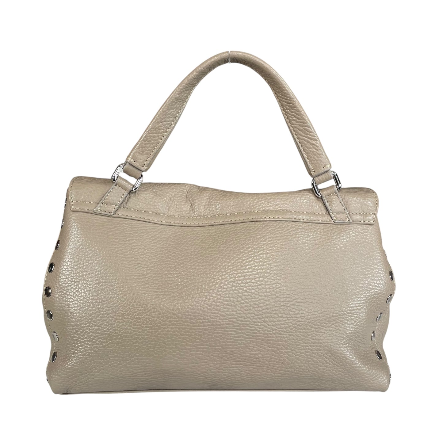Zanellato Postina Taupe Daily Small Studded 2-Way SHW Top Leather Handle Purse