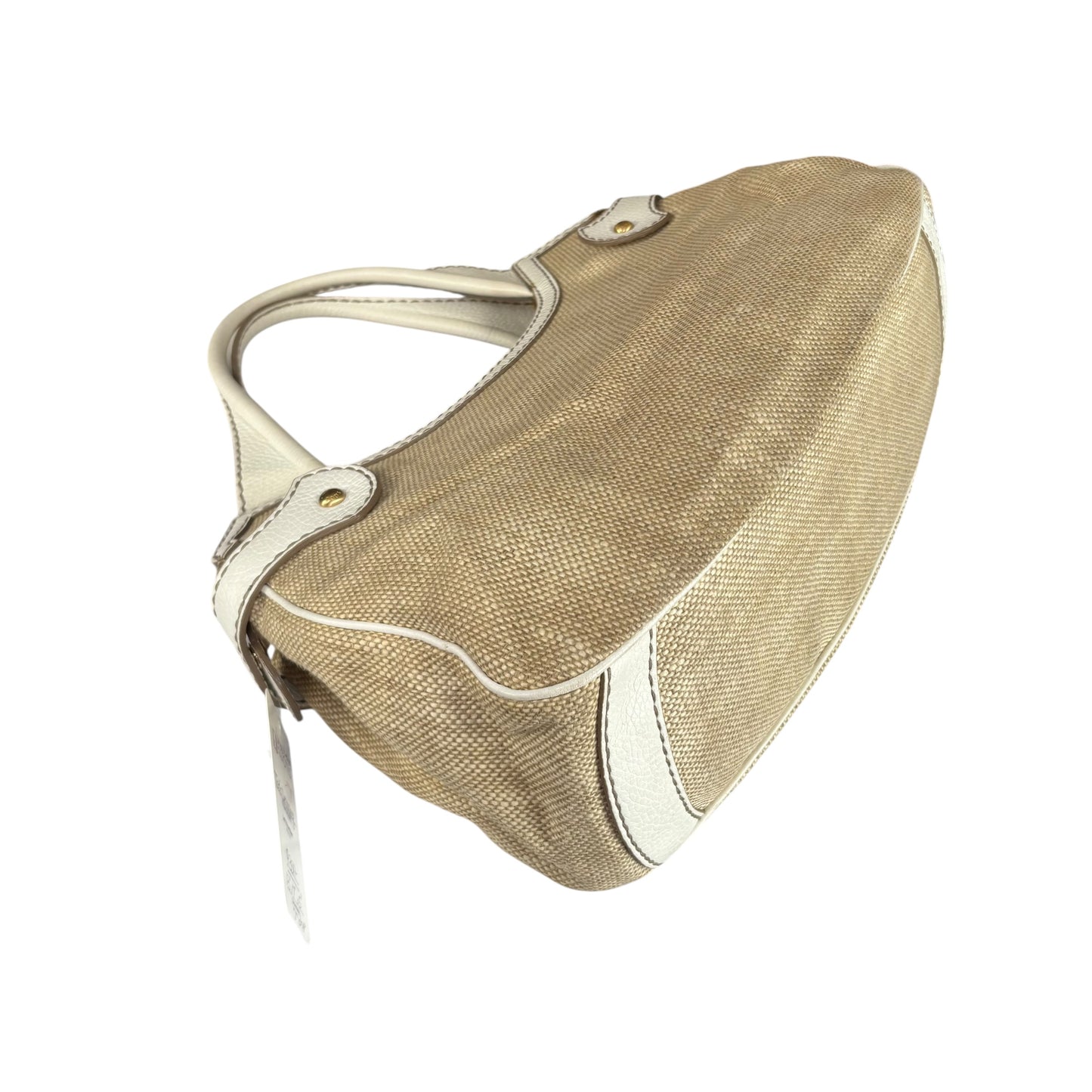 Tod’s Decoupage Canvas Chalk & Tan Leather Shoulder Purse