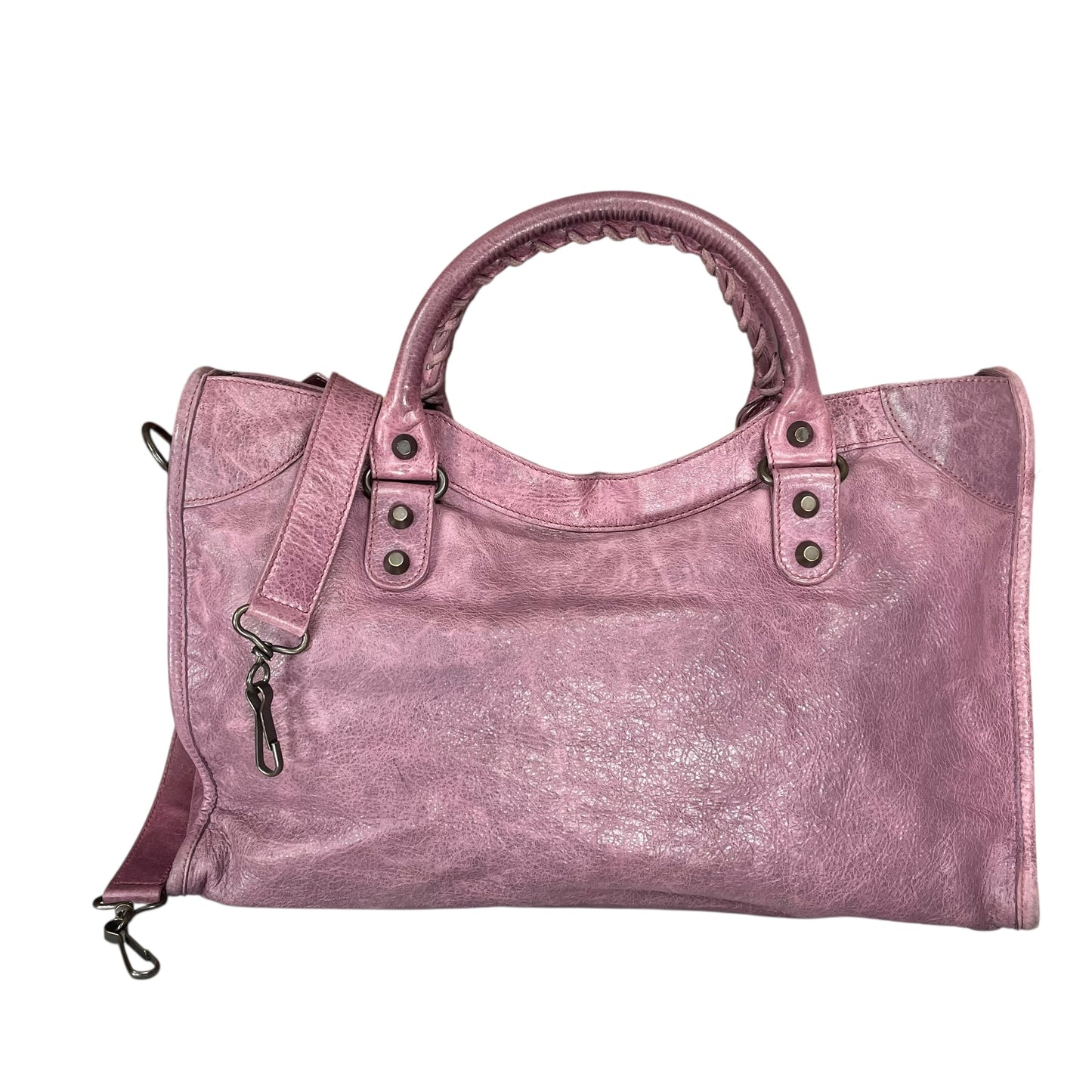 Balenciaga Motorcycle City Bag Glycine Purple Studded Brushed Bronze 2 Way Tote