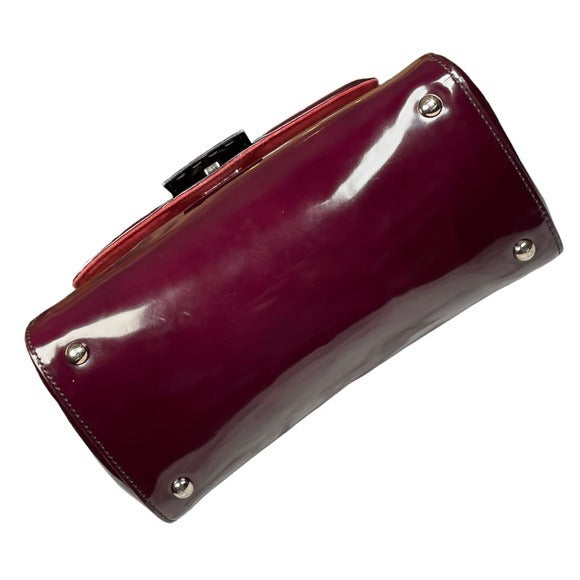Fendi Silvana Purple Patent Leather Flap Crossbody Bag + Strap Handle Purse