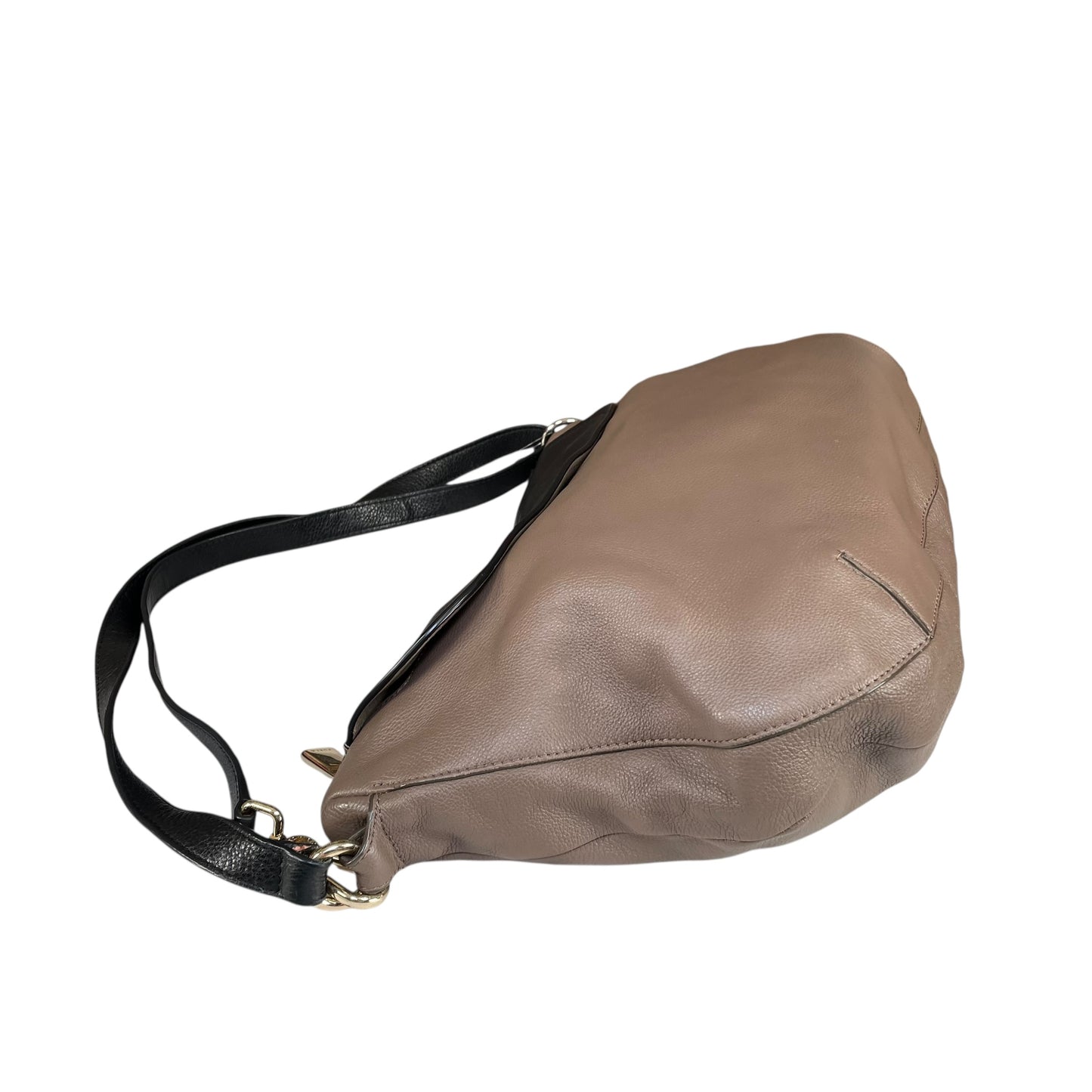 Furla Metropolis Two-Tone GHW Leather Taupe Black 2-Way Shoulder Hobo Purse