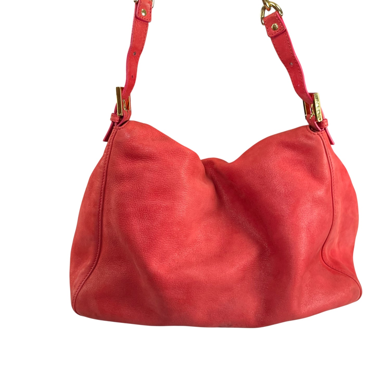 Fendi Baguette MAXI Grapefruit GHW Grapefruit Iridescent Leather Shoulder Purse