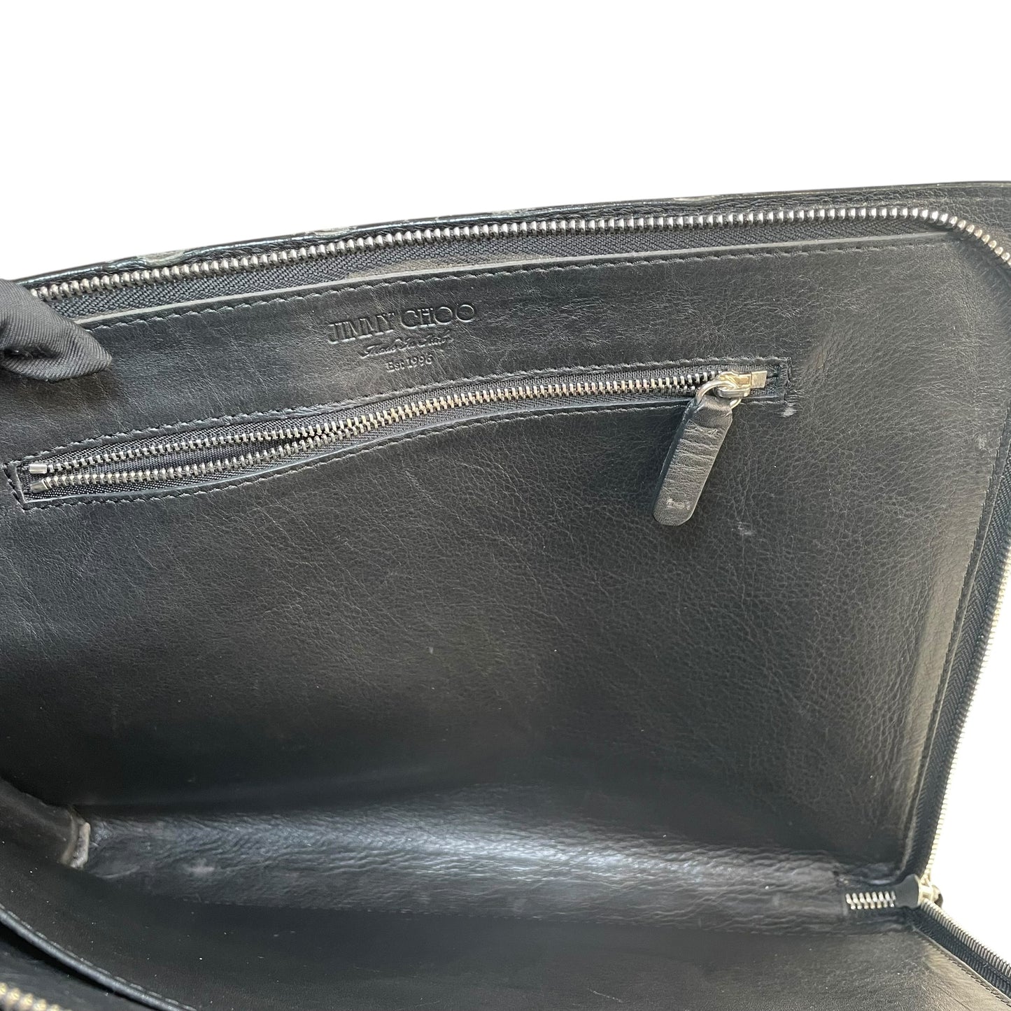 Jimmy Choo Derek XL Black Stars-All-Over Embossed Leather Portfolio iPad Sleeve