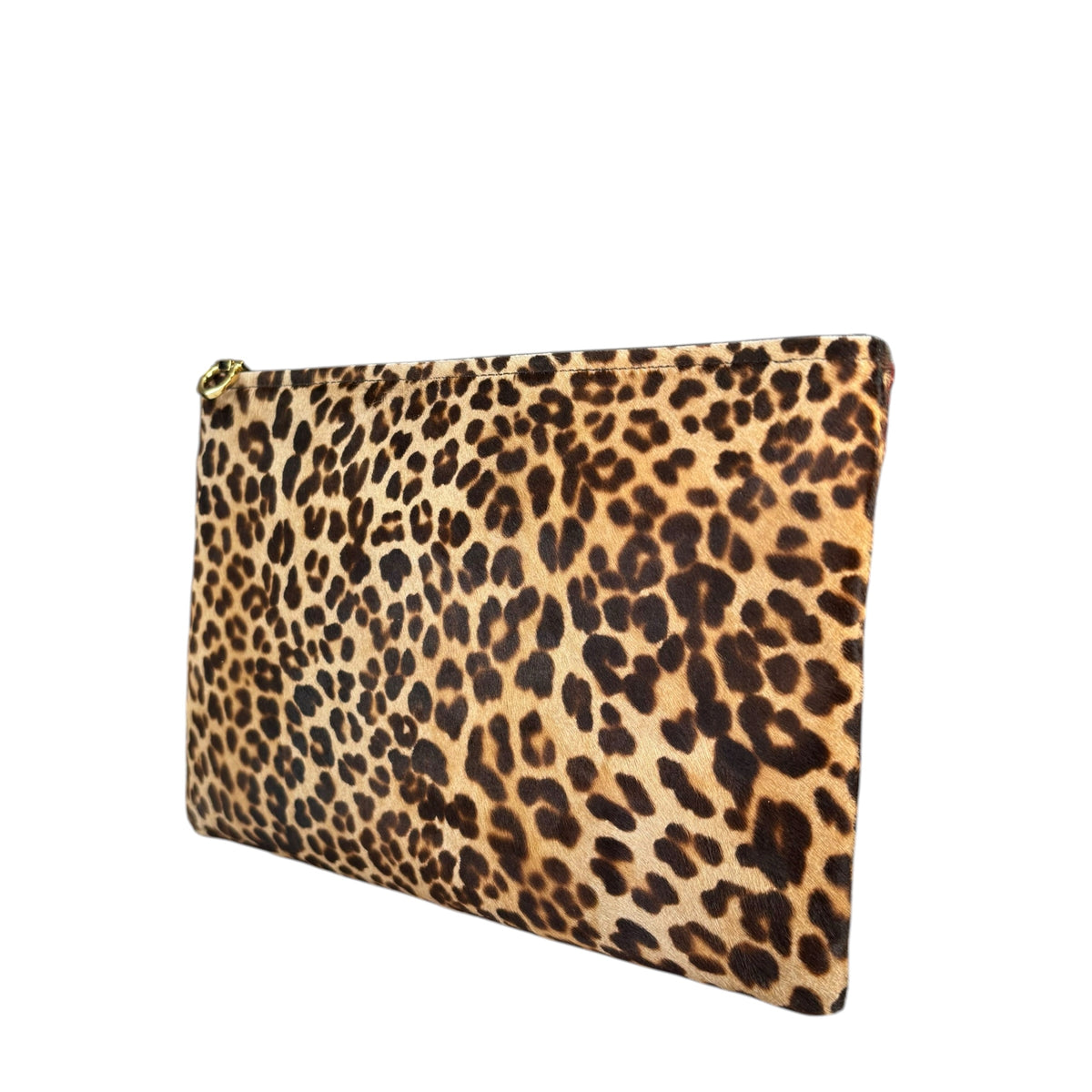 Salvatore Ferragamo Hair-Calf Envelop Cheetah Print Clutch Zip Pouch