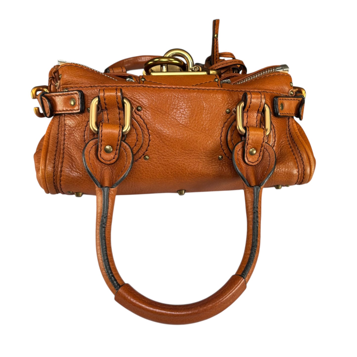 Chloe Mini Brown Leather GHW Paddington Lock Shoulder Purse