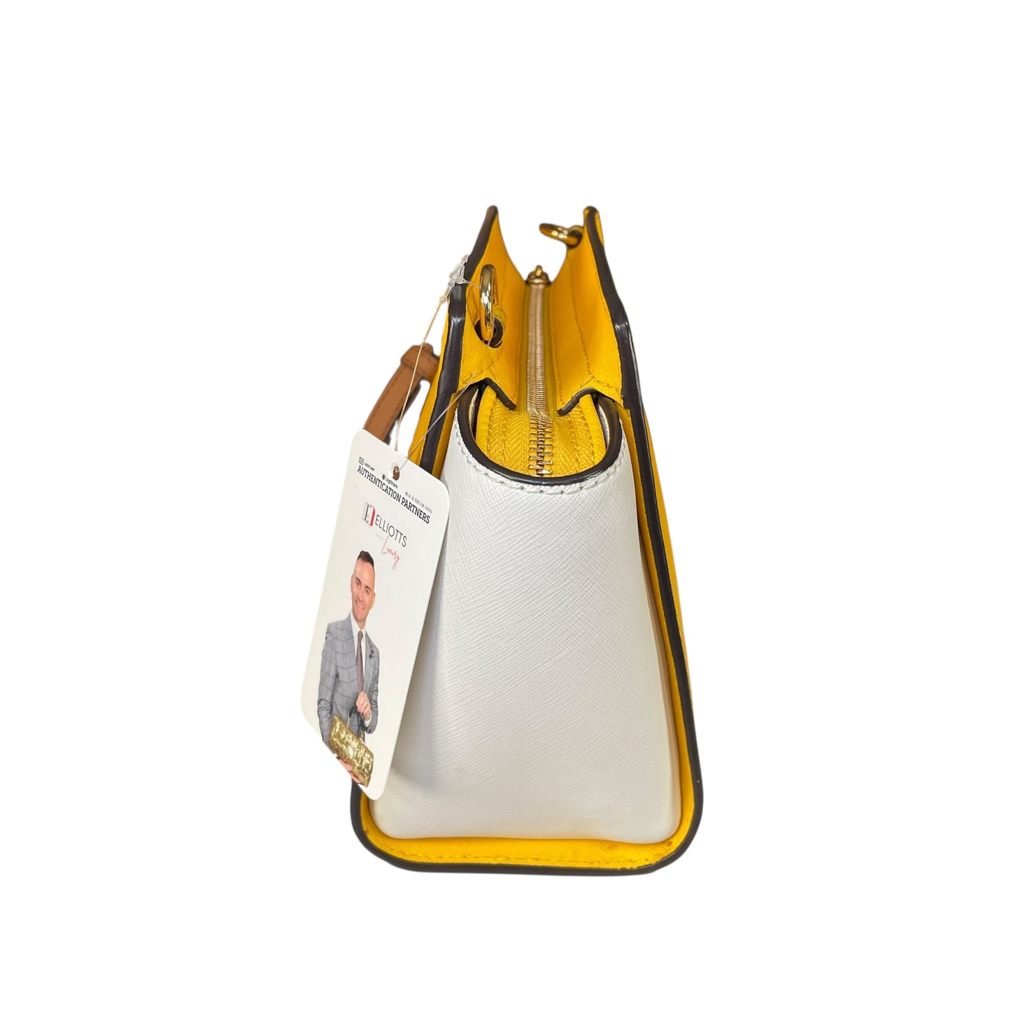 Michael Kors Selma Small Saffiano Leather Yellow White Satchel Crossbody